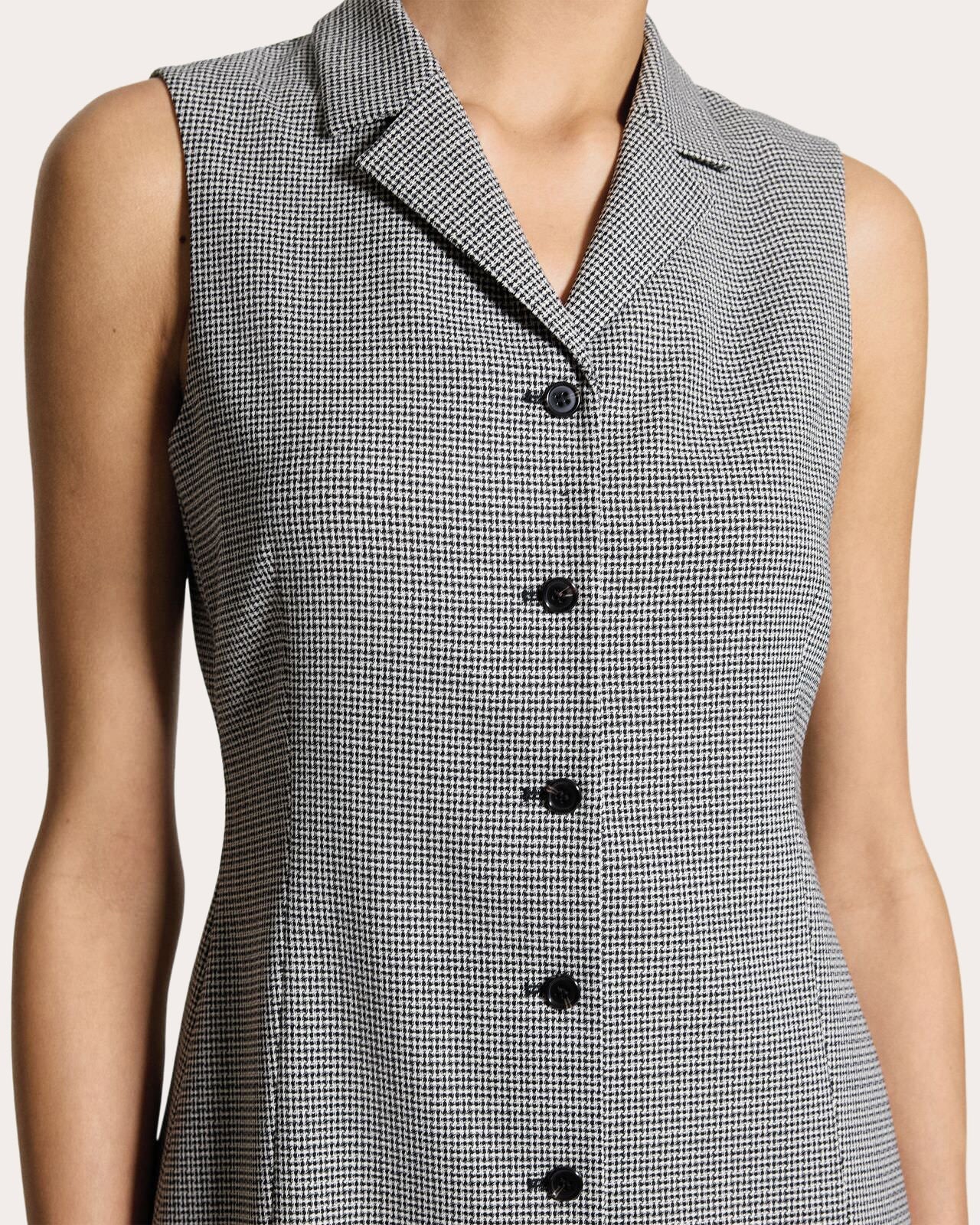 Plaid Wool Twill Sleeveless Blazer Dress