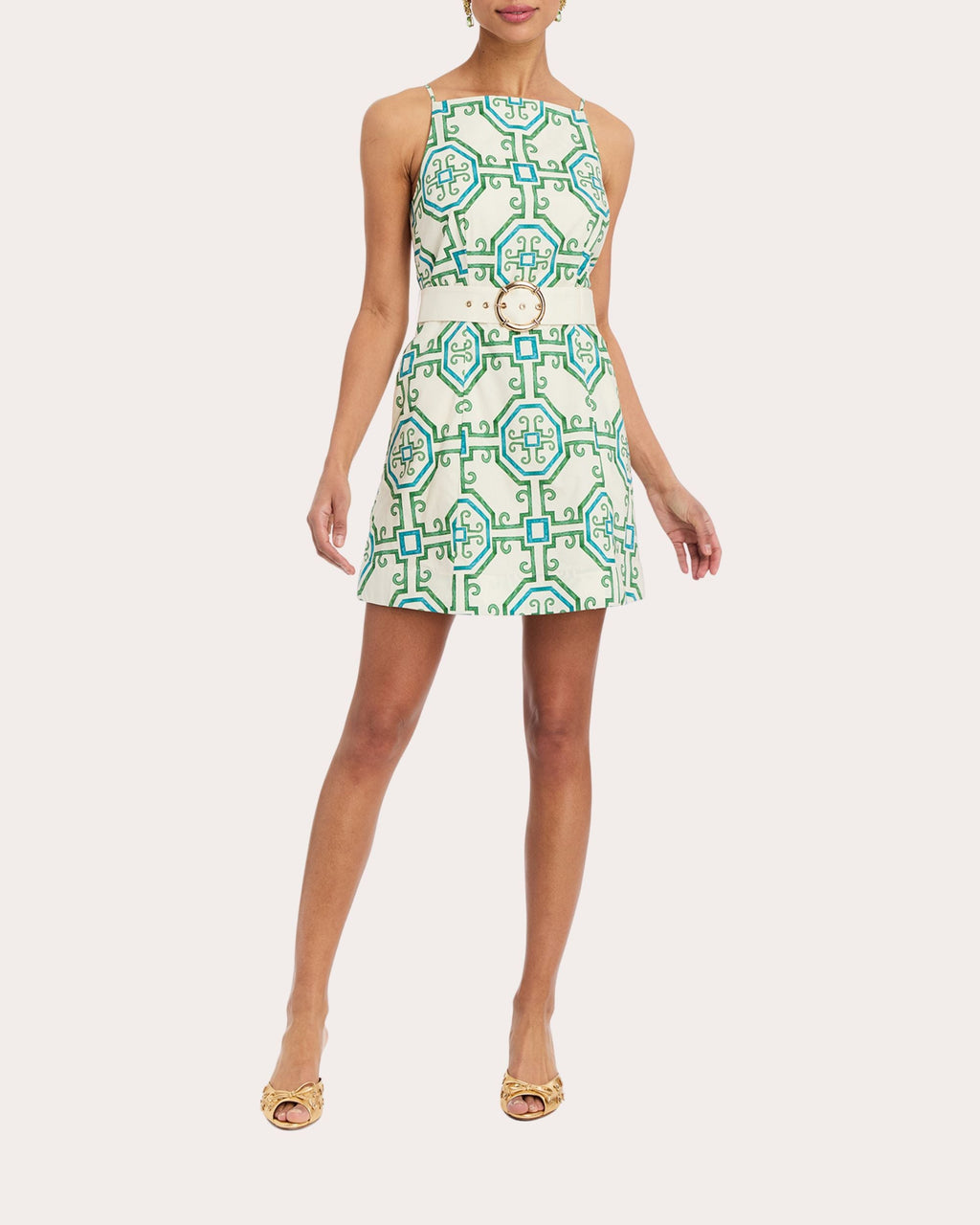 Havana Geometric Cotton Sleeveless Mini Dress