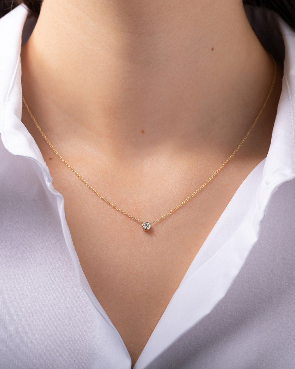 Diamond & 14k Gold Large Bezel Pendant Necklace