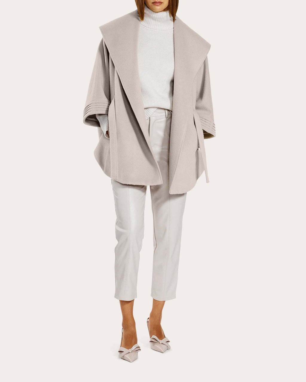 Baby Alpaca Belted Shawl Collar Cape