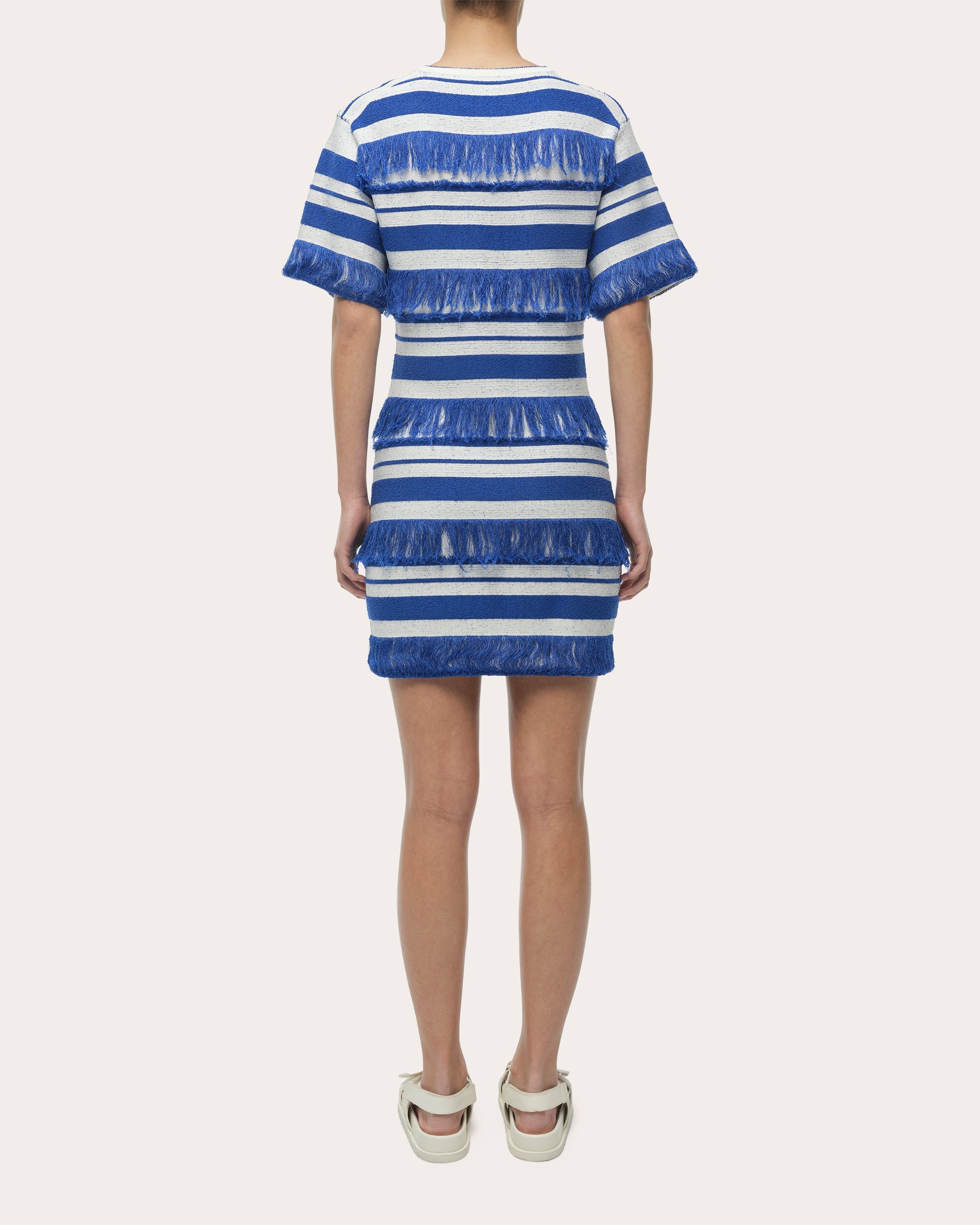 Torrance Stripe Knit Fringe Mini T-Shirt Dress