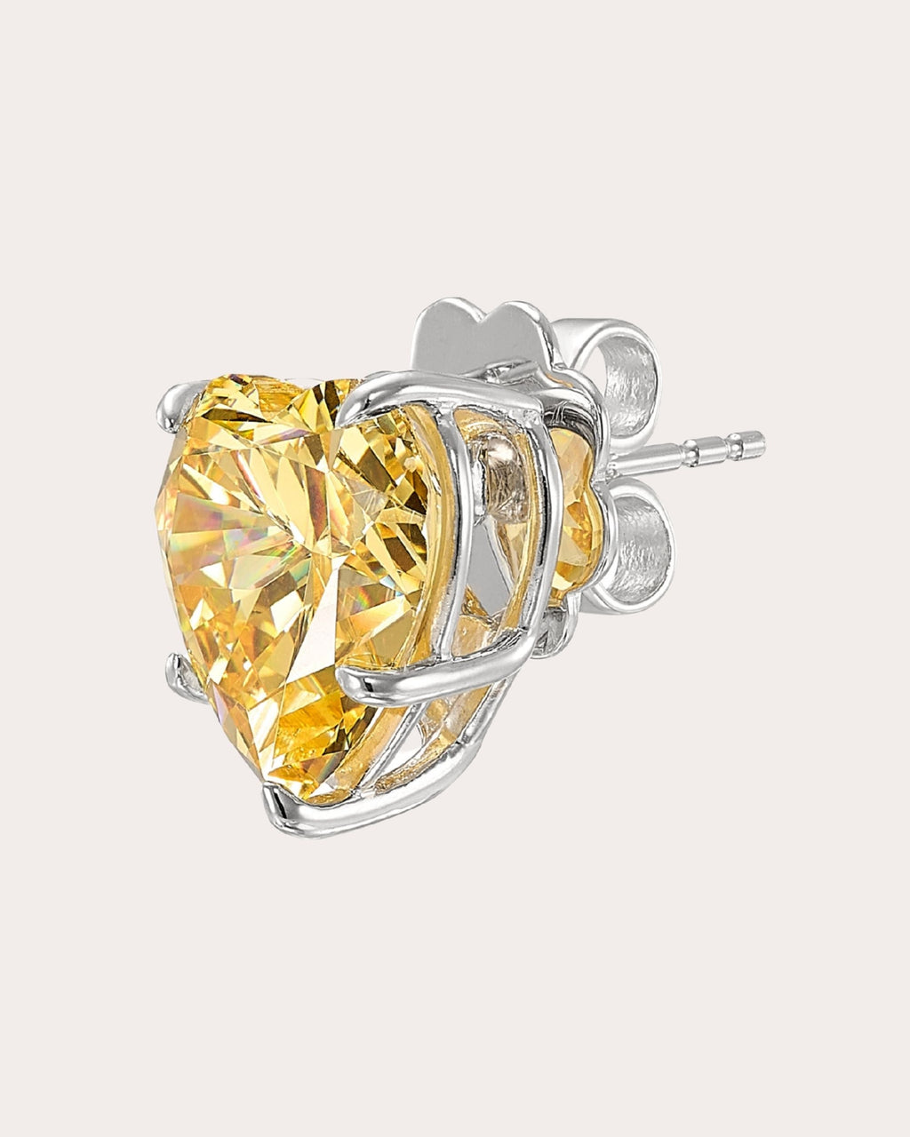 Canary Diamond Heart Stud Earrings
