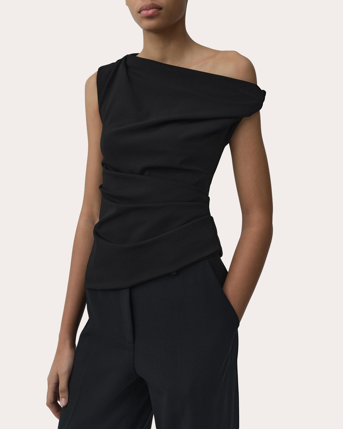 Zerra Ponte Asymmetric Draped Top