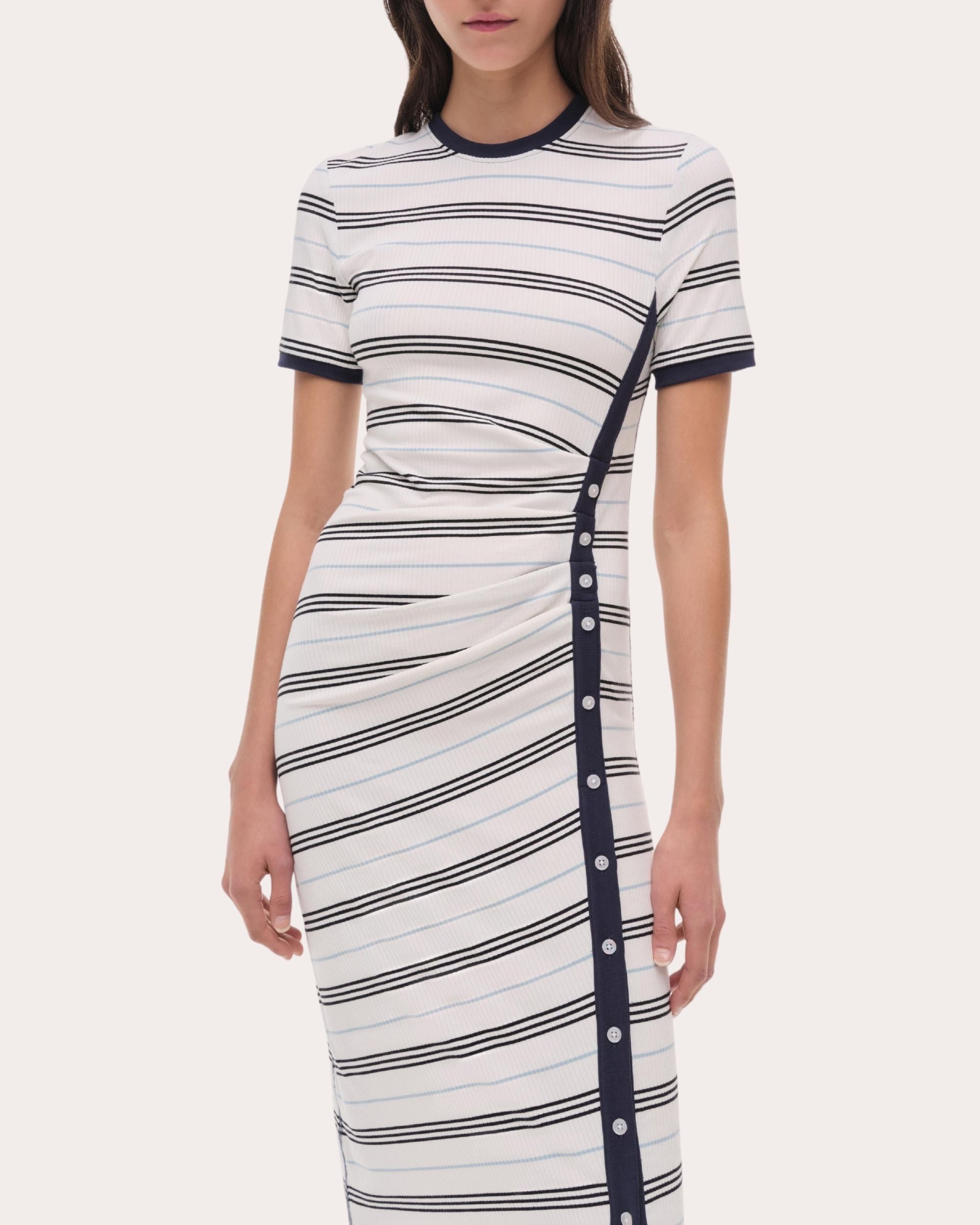 Shanna Stripe Knit Ruched Midi Dress