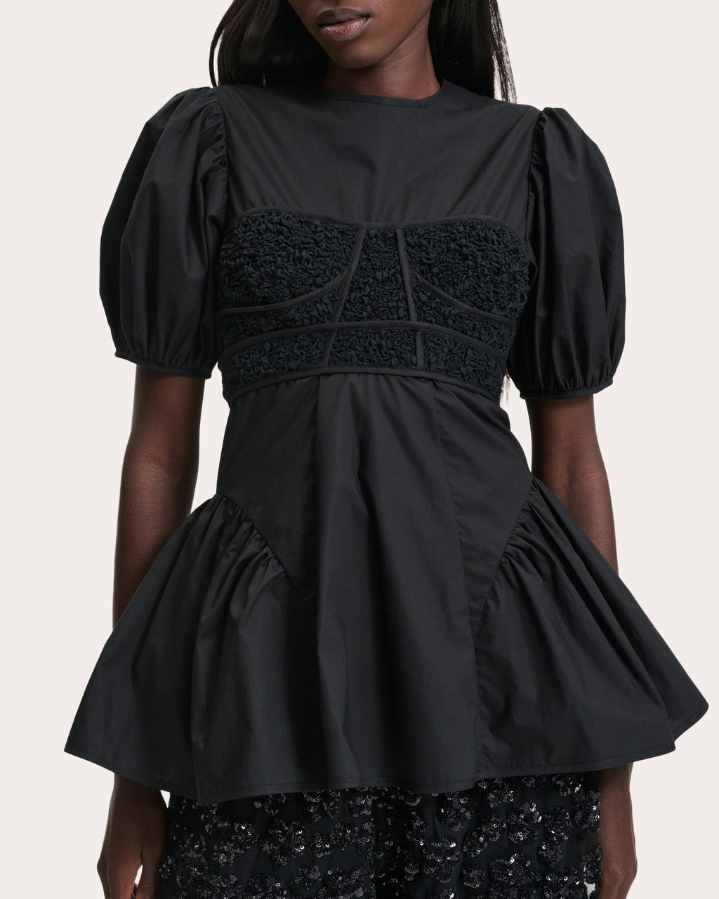 Conner Smocked Cotton Peplum Top