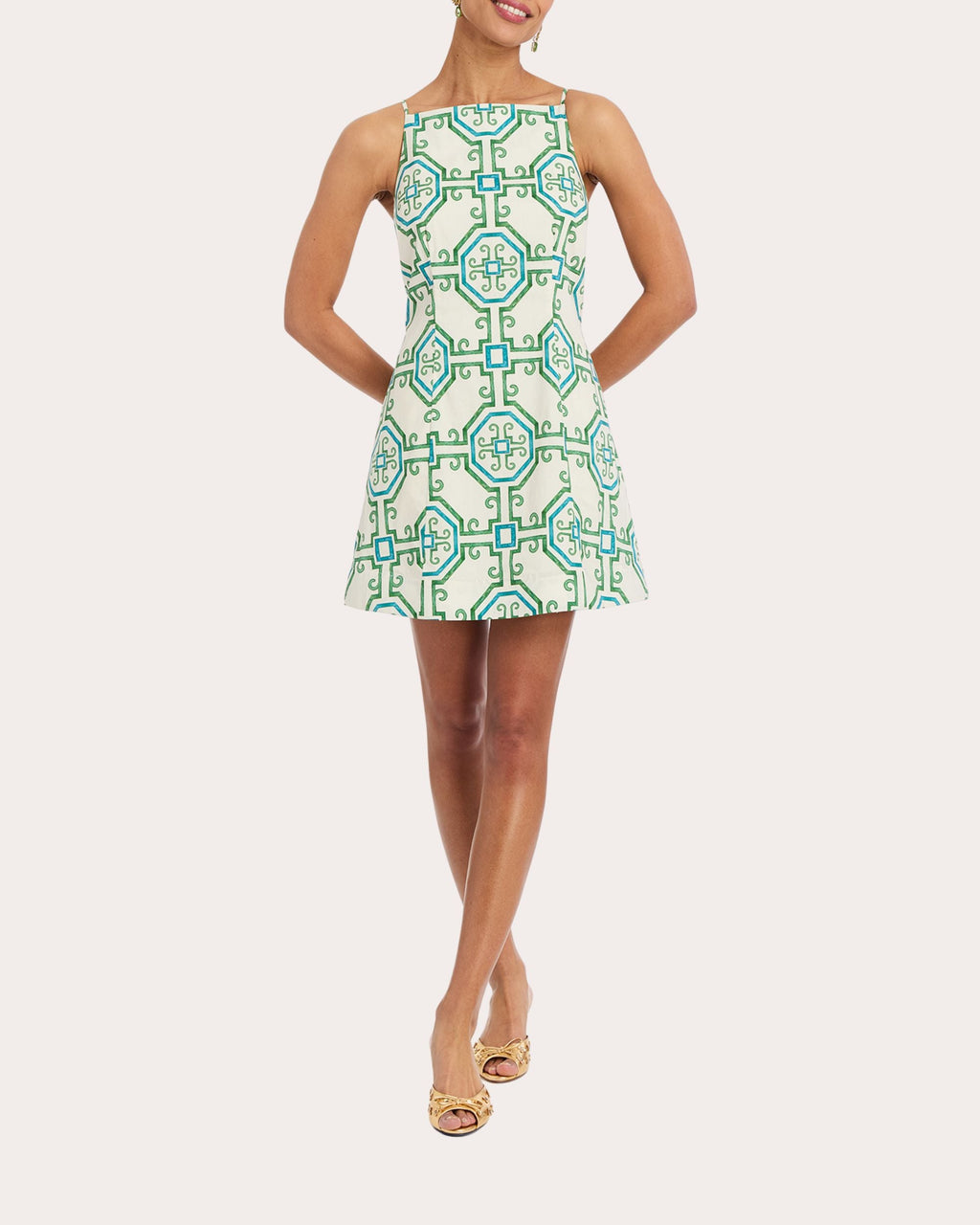 Havana Geometric Cotton Sleeveless Mini Dress