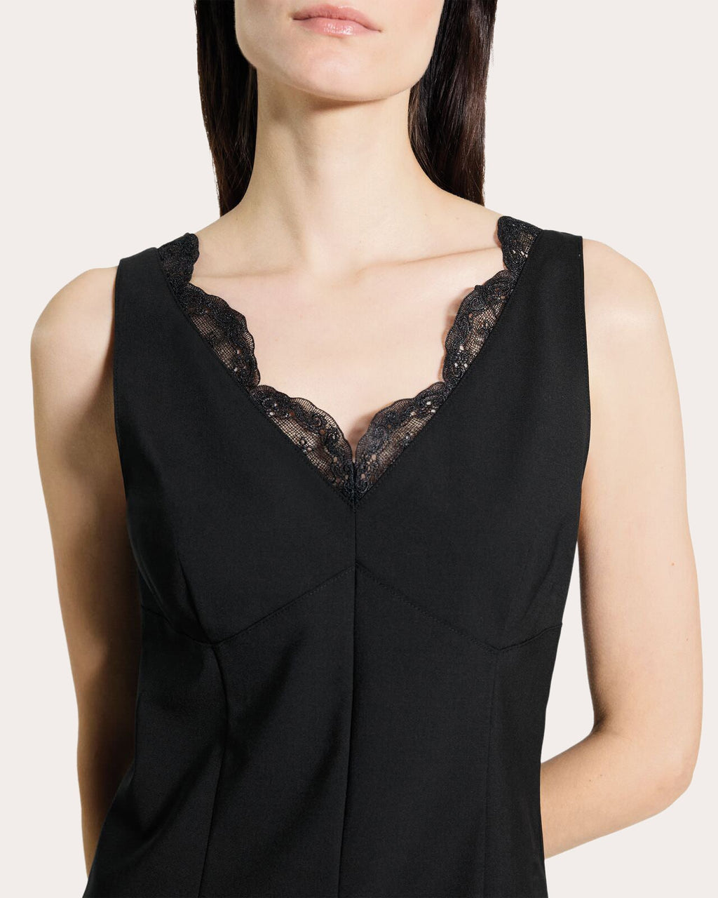Lace V-Neck Tailored Tank Top