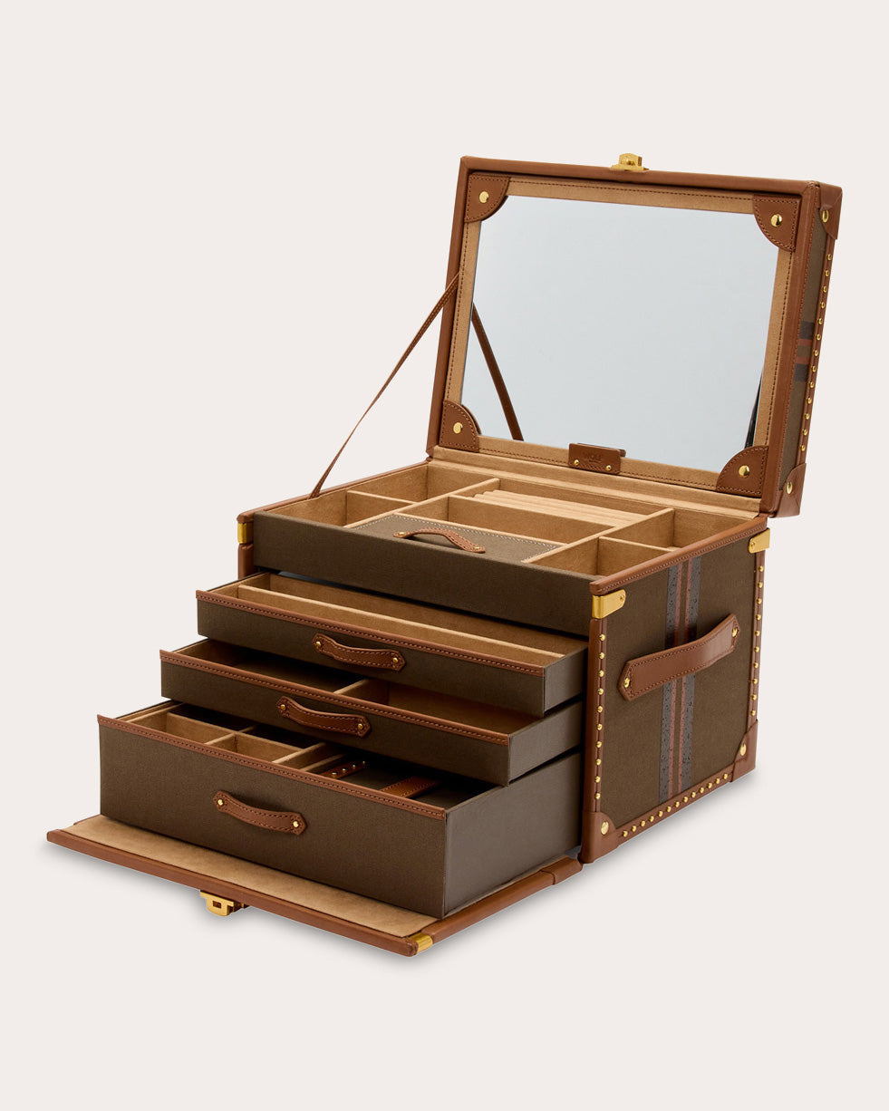 Ida Trunk Canvas Jewelry Box