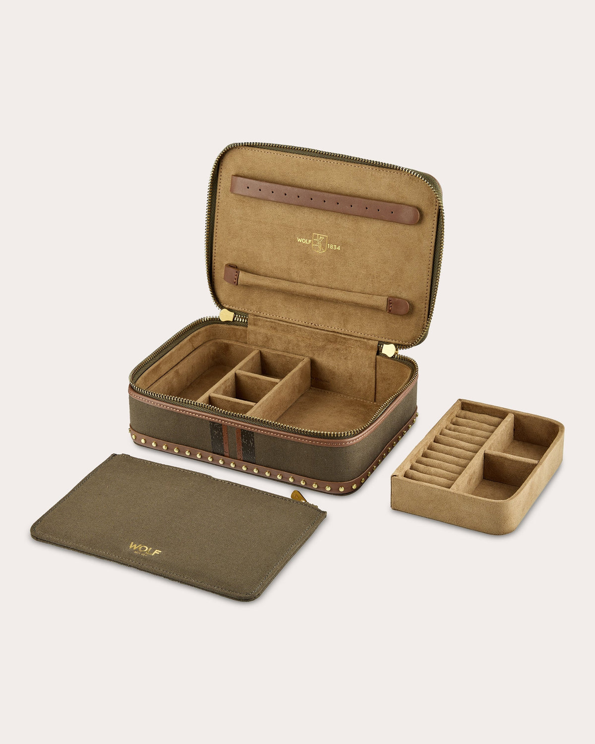 Ida Travel Zip Canvas Jewelry Case