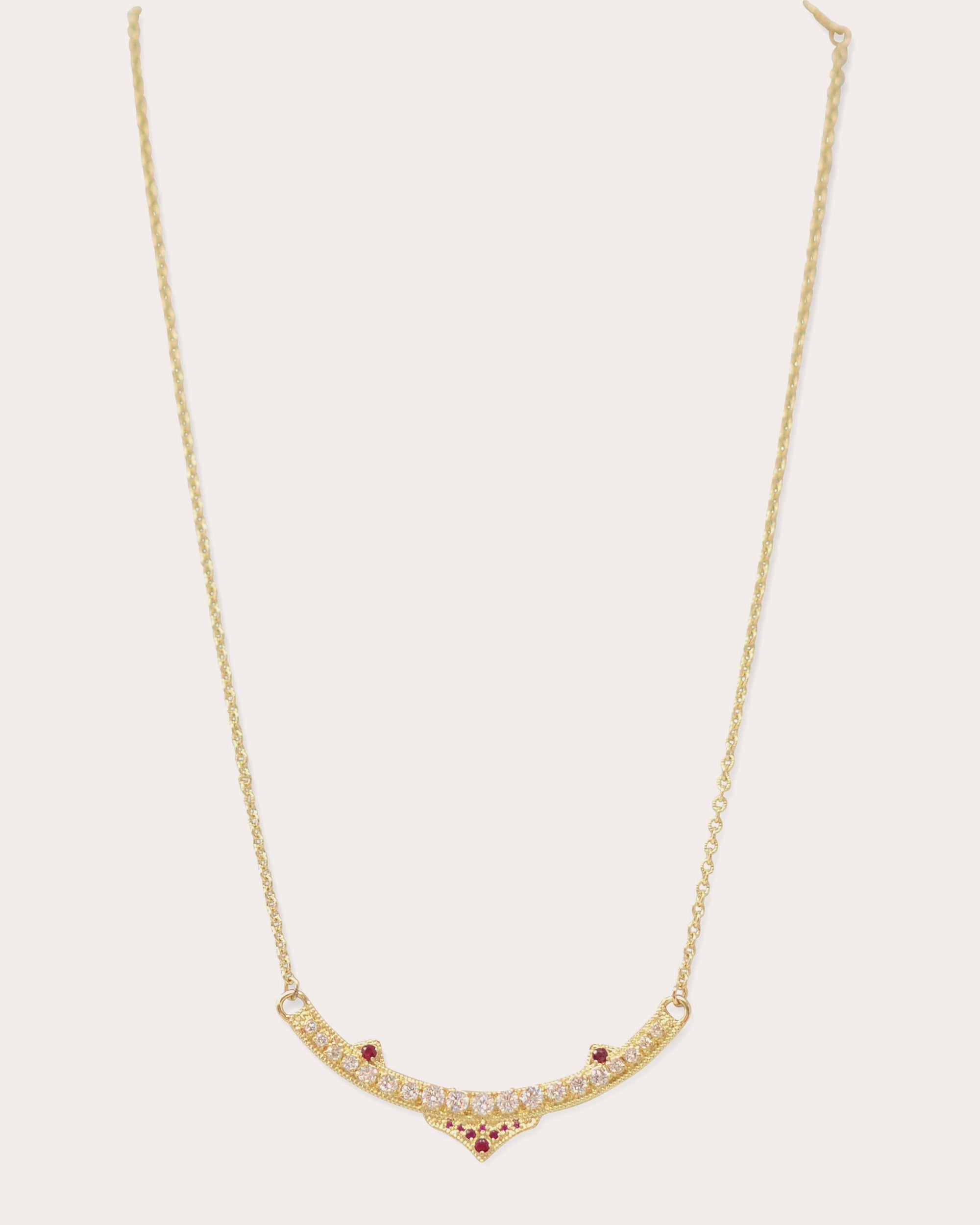 Ruby & Diamond 18k Gold Crivelli Bar Necklace