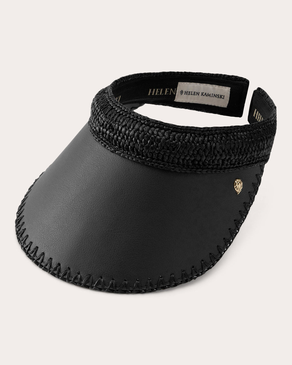 Deja Crocheted Raffia and Leather Visor