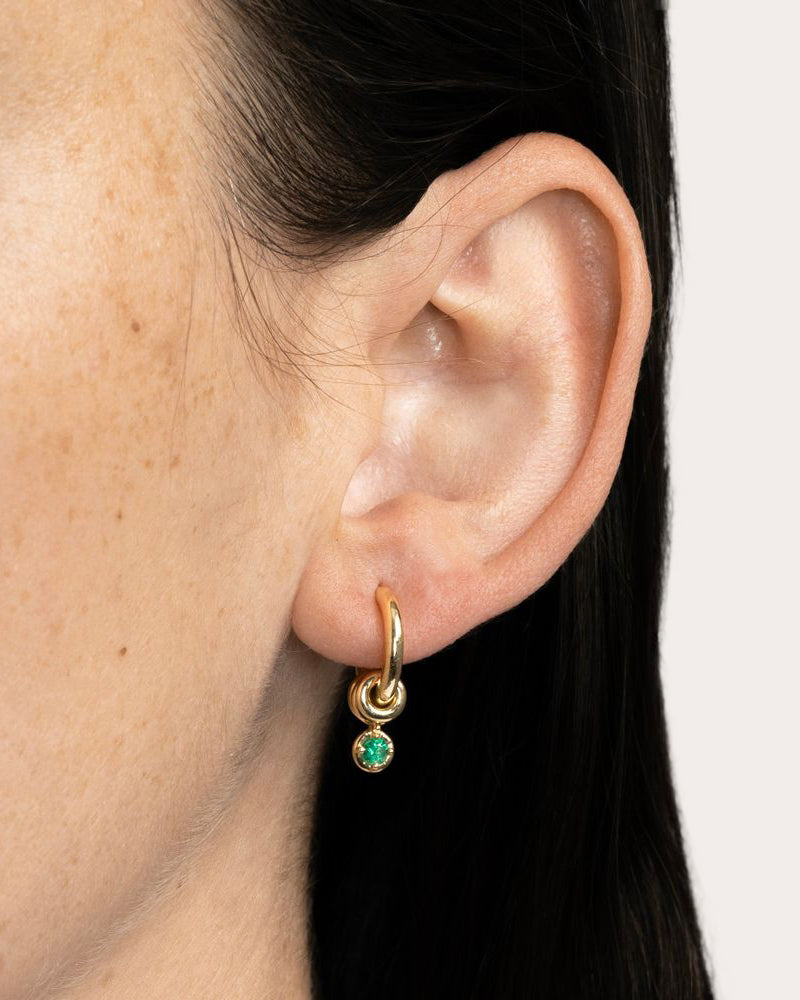 Emerald & 18k Gold Zahra Hoop Earrings