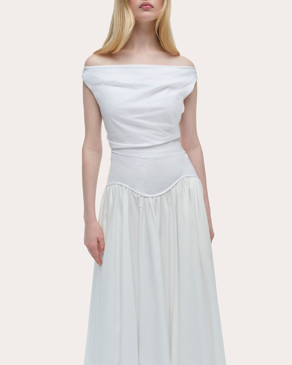 Cersei Poplin Off-Shoulder Midi Dress