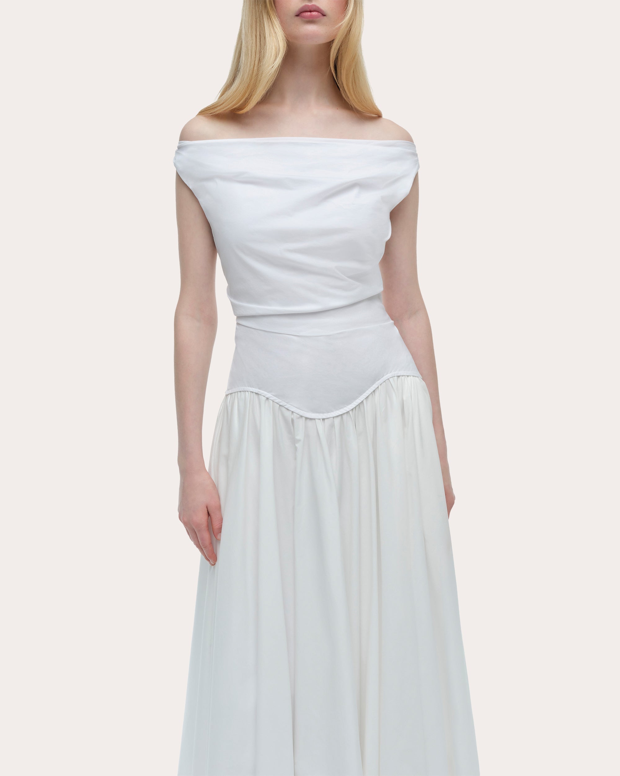 Cersei Poplin Off-Shoulder Midi Dress