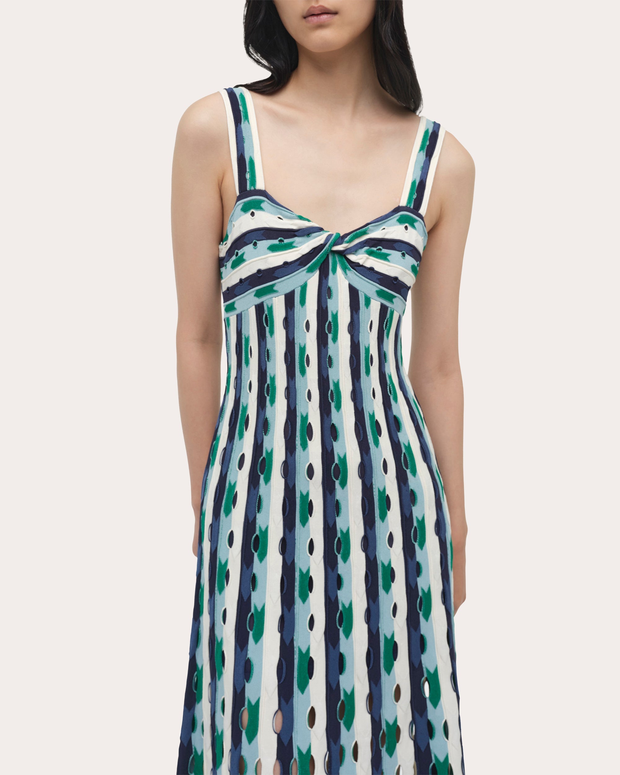 Christina Stripe Eyelet Knit Midi Dress