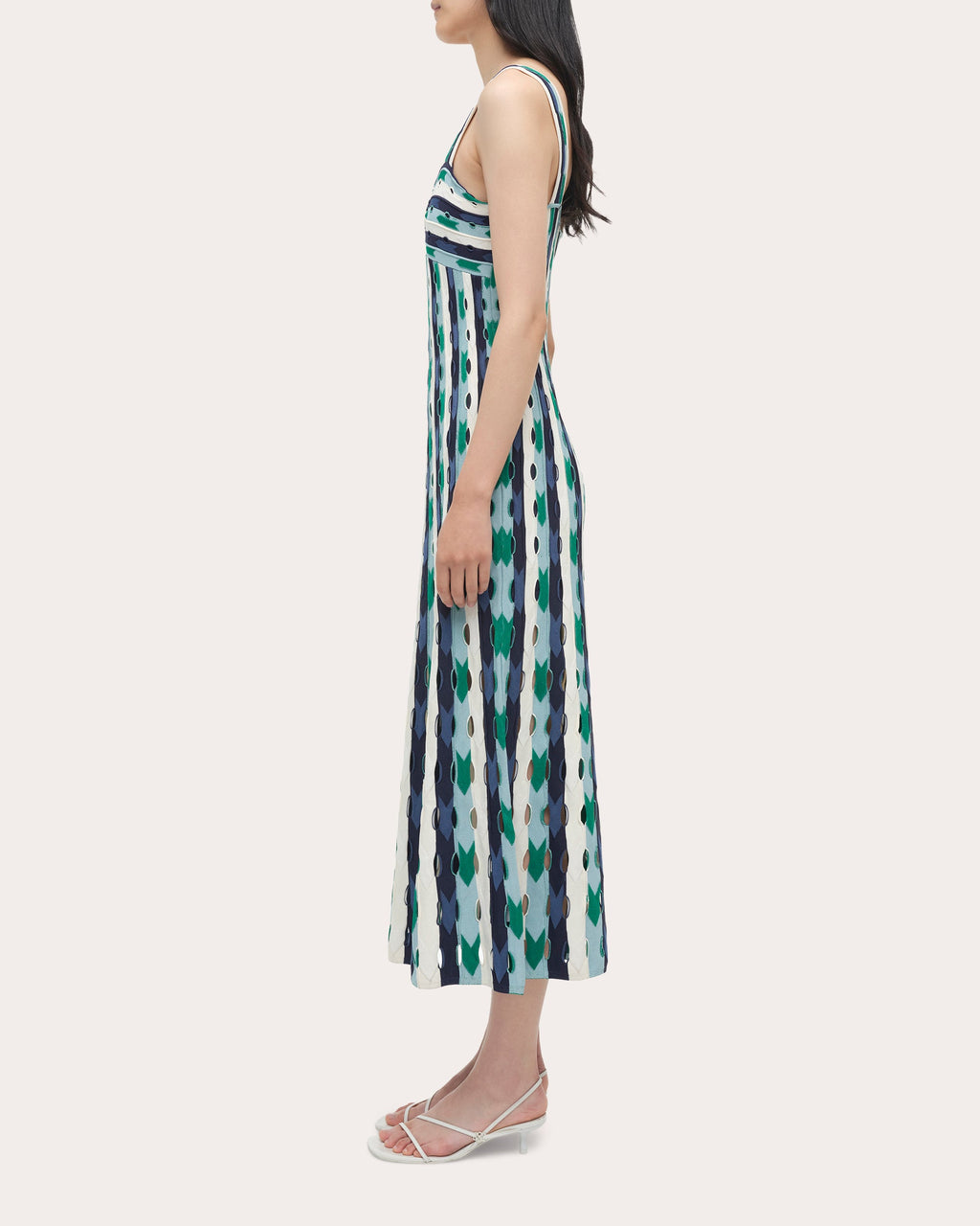 Christina Stripe Eyelet Knit Midi Dress
