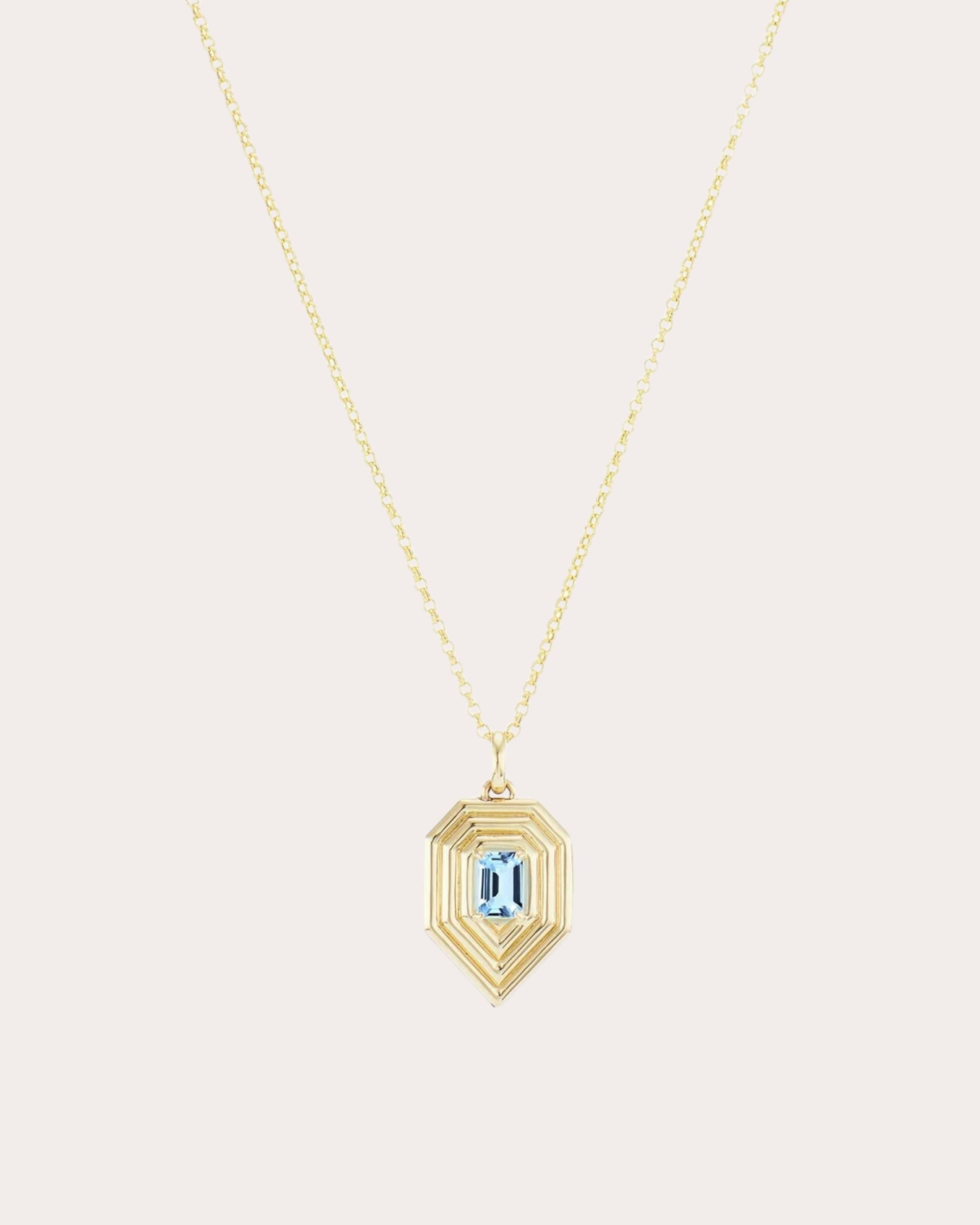 Revival 14K Gold Aquamarine Teardrop Pendant Necklace