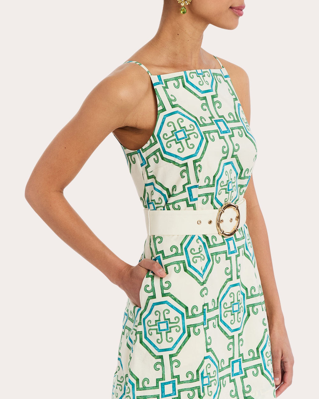 Havana Geometric Cotton Sleeveless Mini Dress