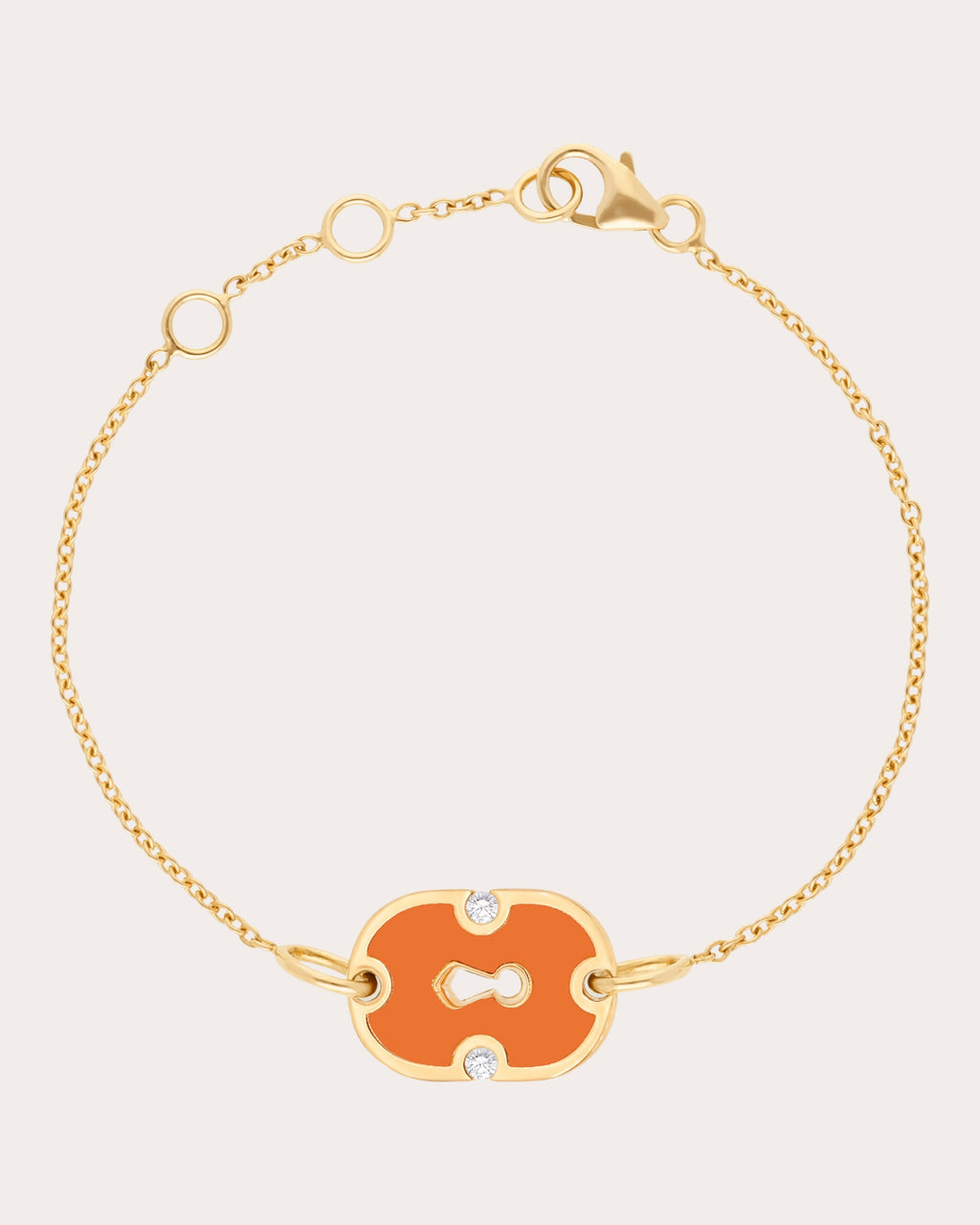 Orange Ceramic & Diamond 18k Gold Unlock Bracelet