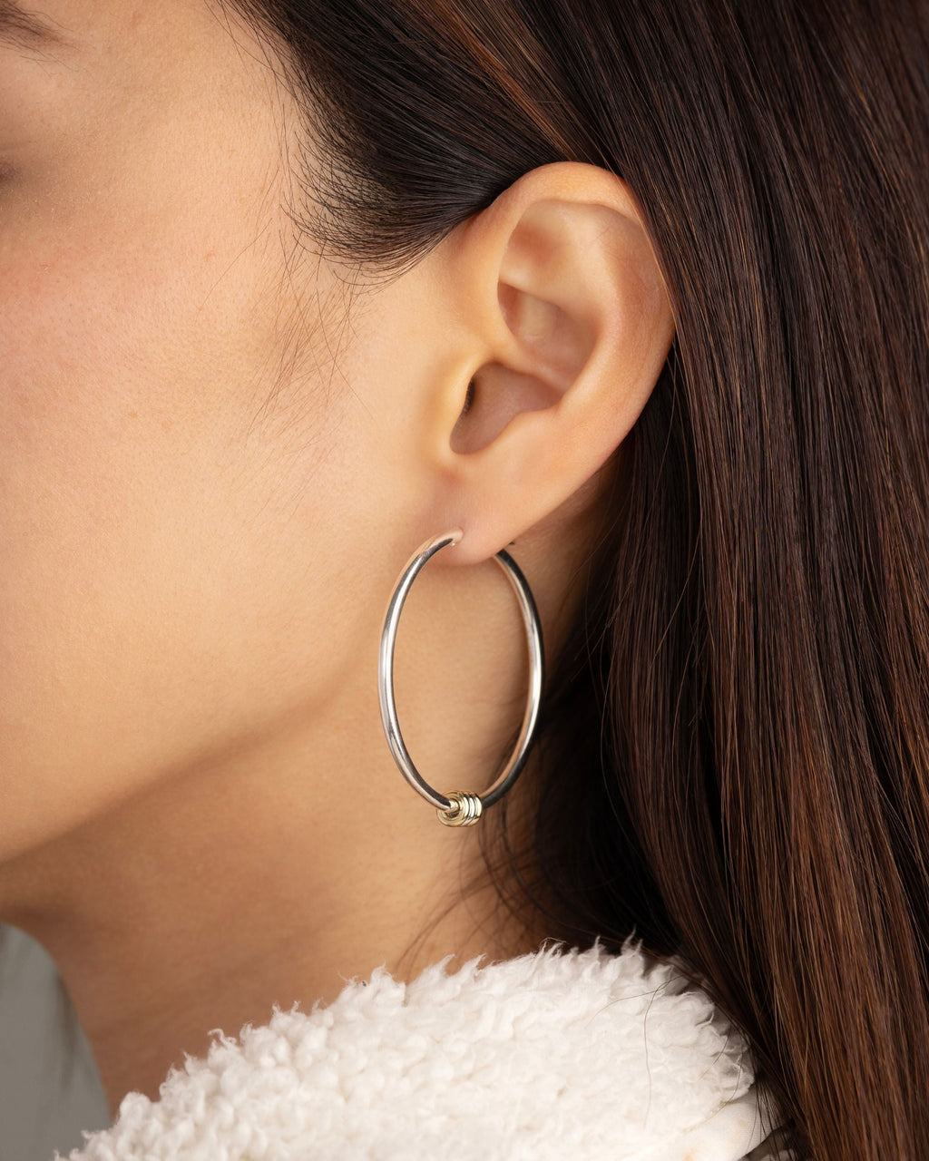 18k Gold Two-Tone Pegasus Hoop Earrings