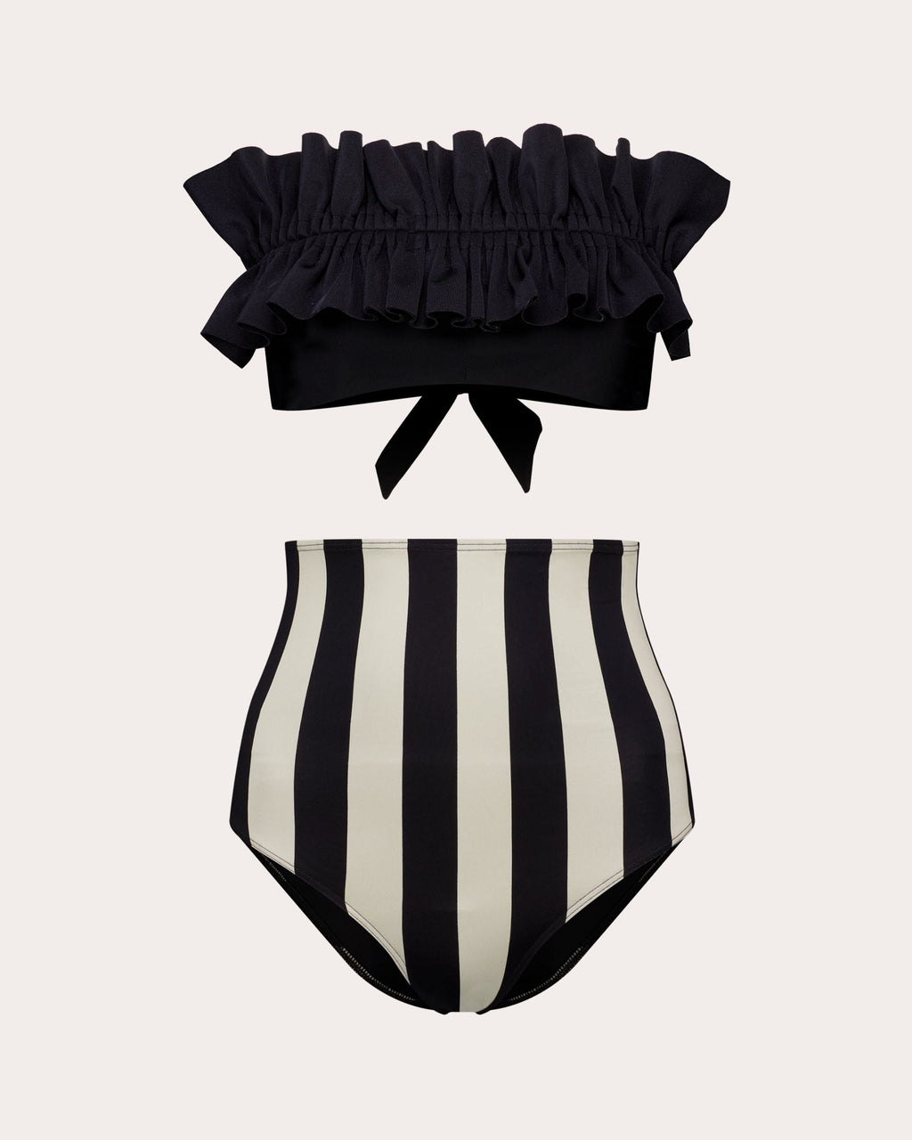 Ara Stripe High-Waist Bikini Bottoms