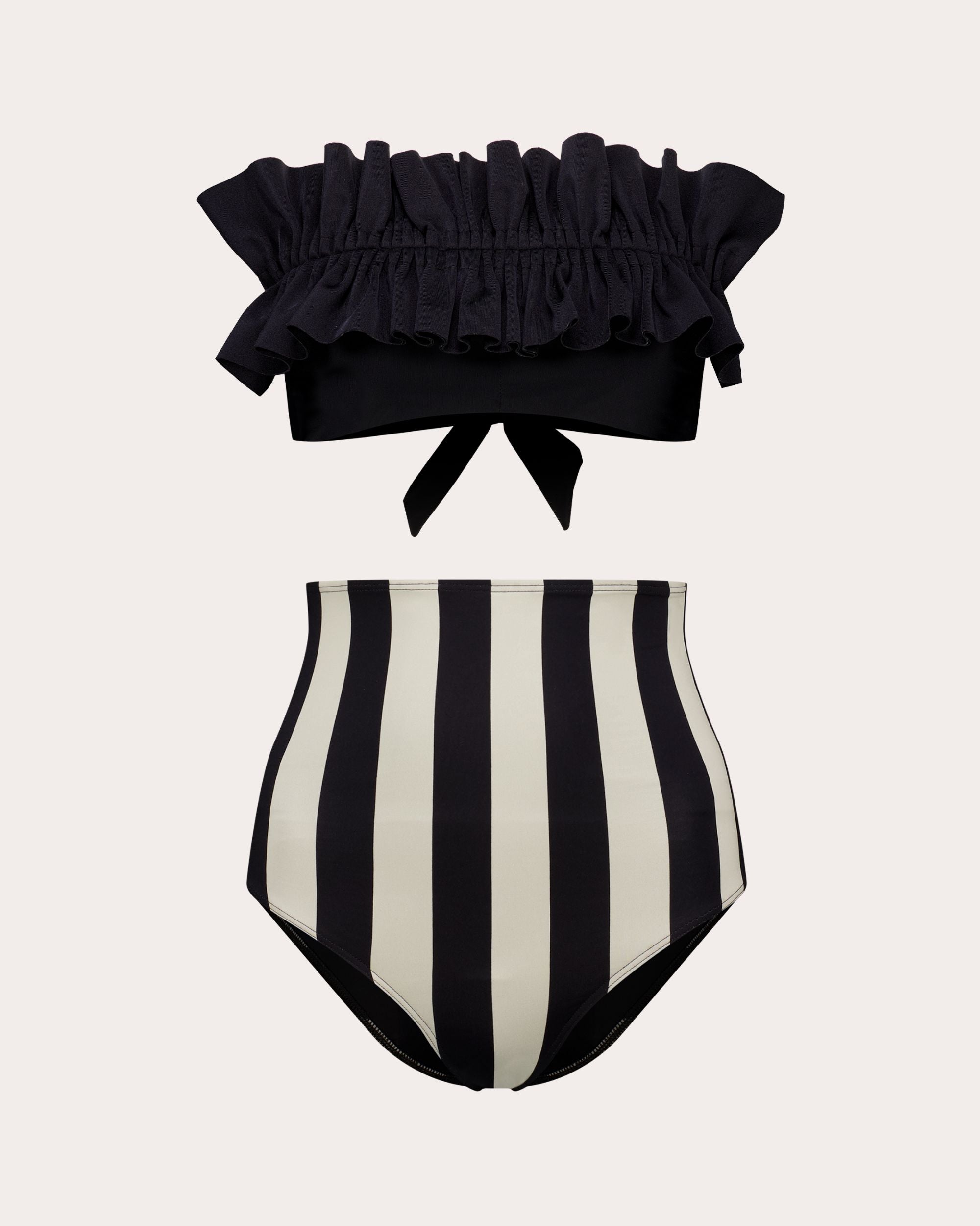 Ara Stripe High-Waist Bikini Bottoms