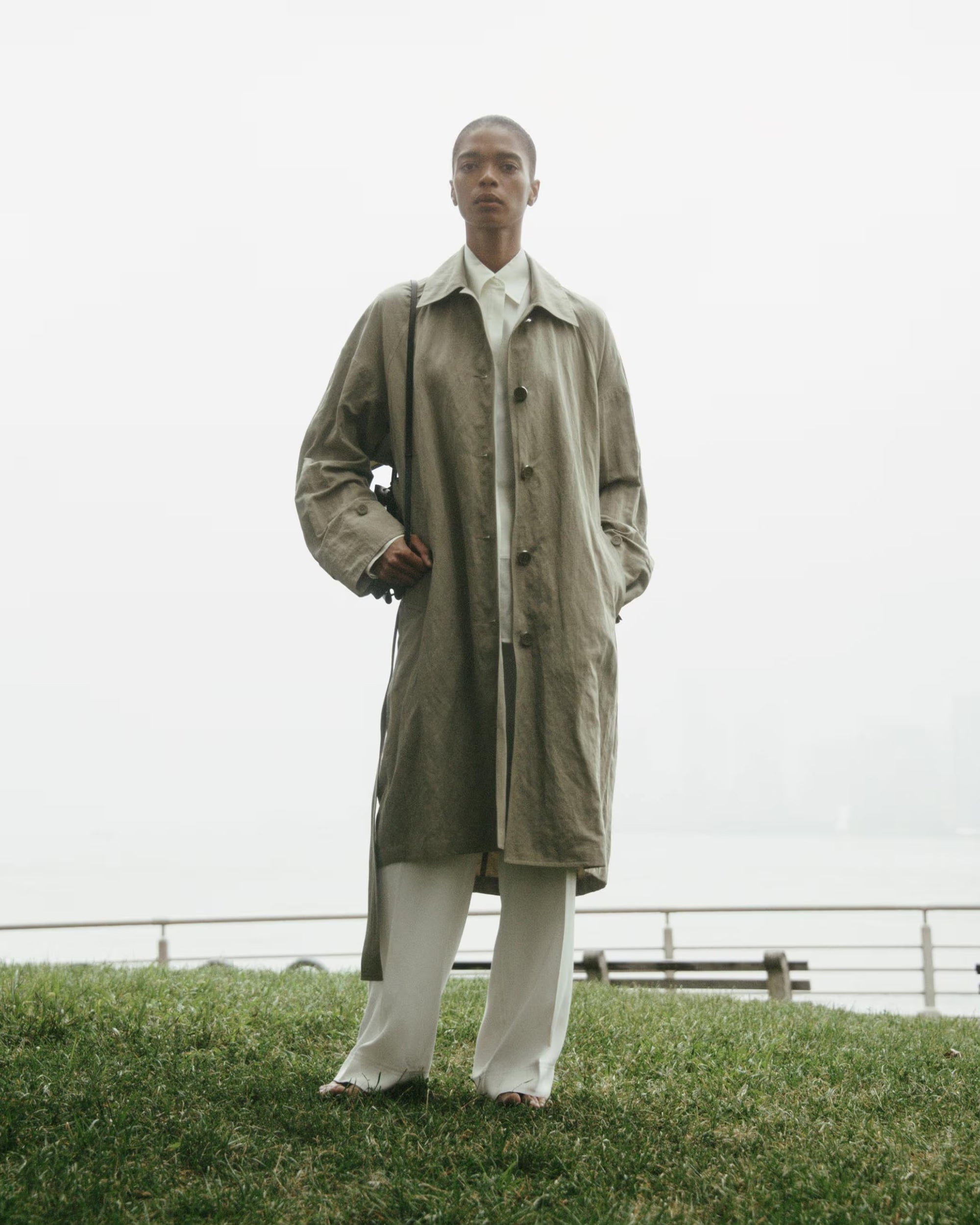 Cotton Linen Cape Trench Coat