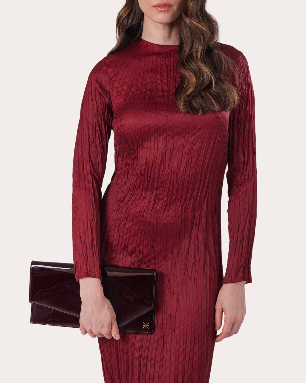 1AM Patent Leather Envelope Clutch Bag