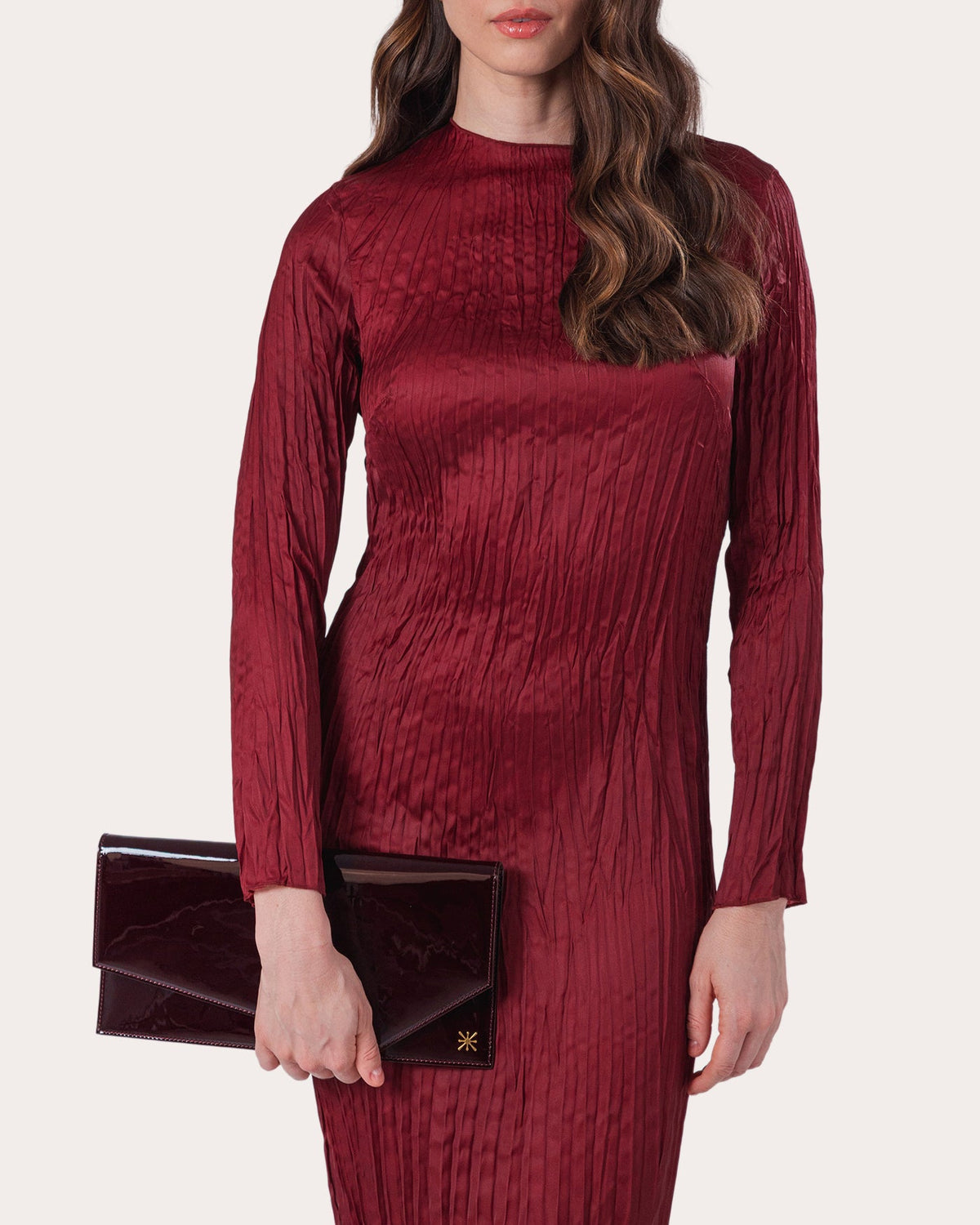 1AM Patent Leather Envelope Clutch Bag