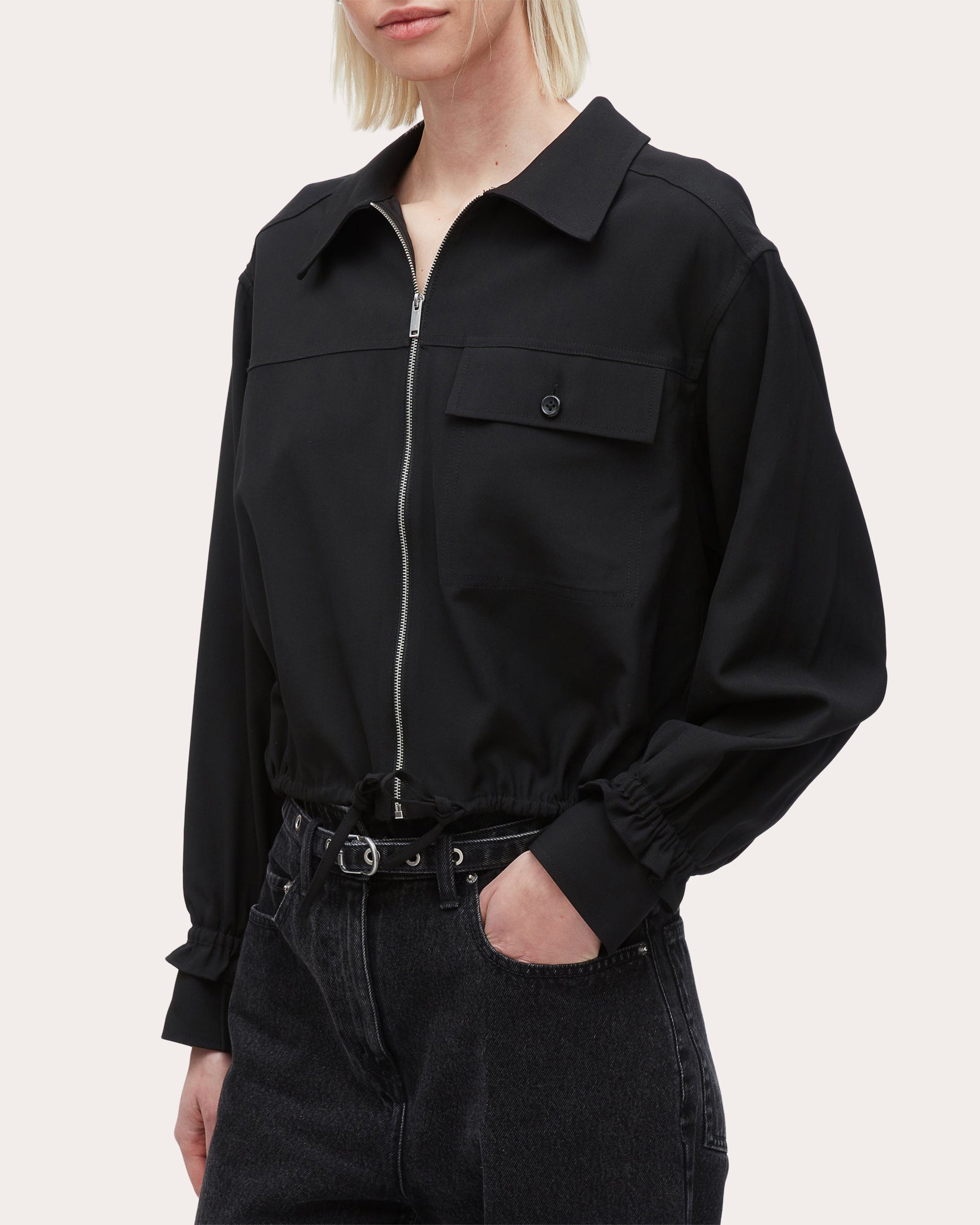 Fluid Cinched Shirt Jacket