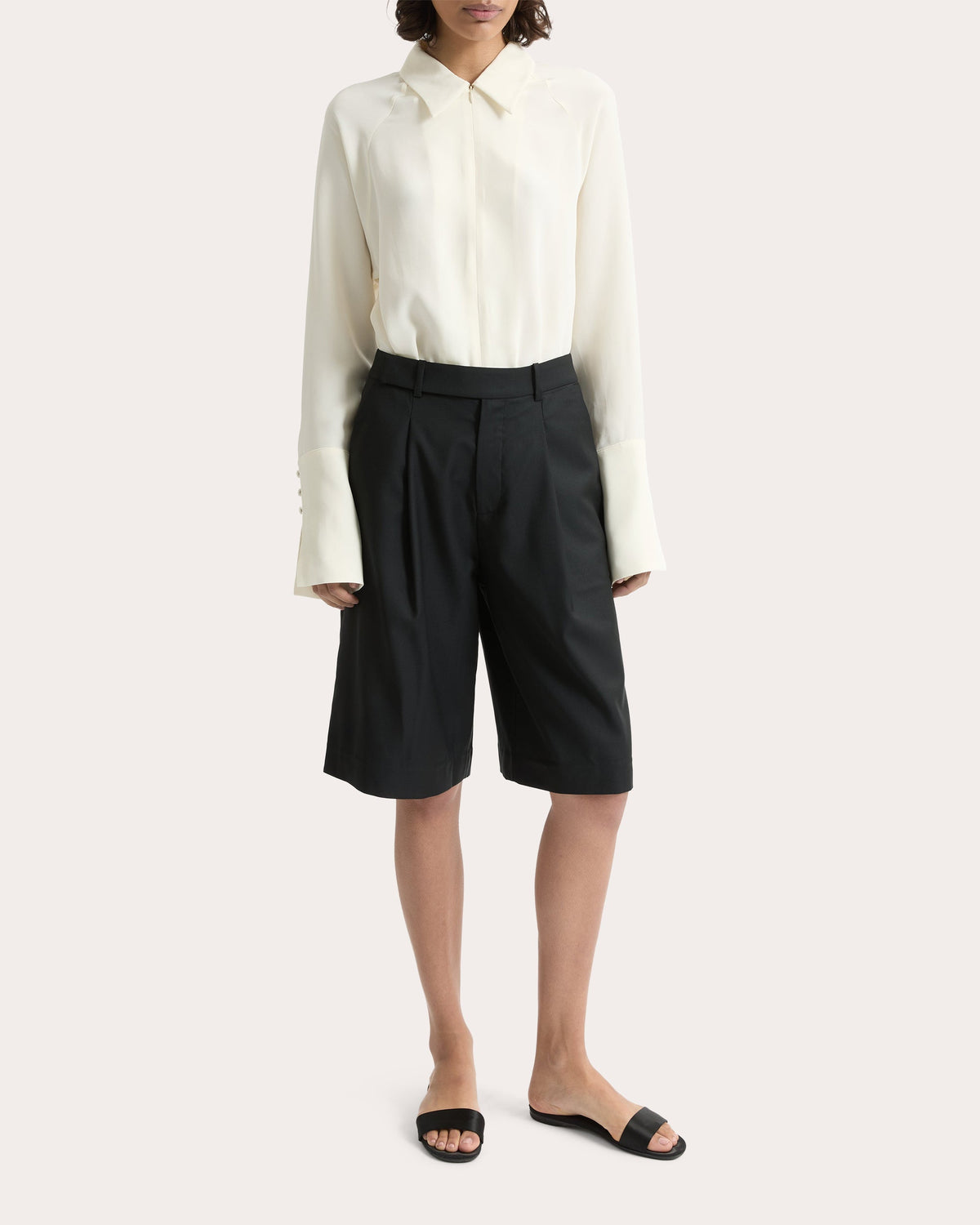 Ila Pleated Wool Bermuda Shorts