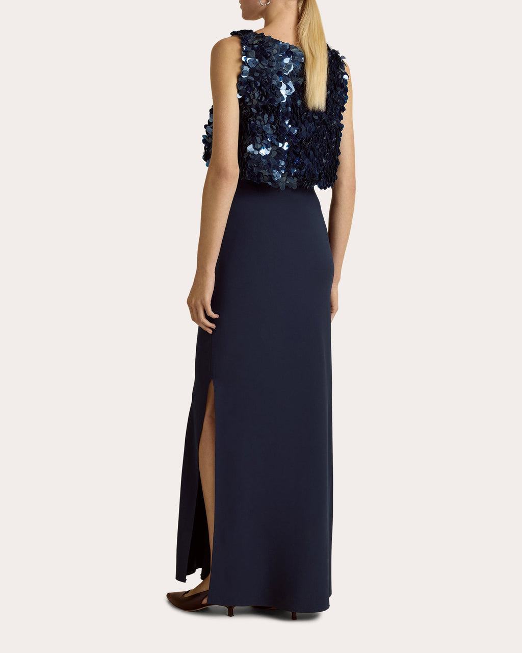 Sequin Paillette Crepe Bias Column Dress