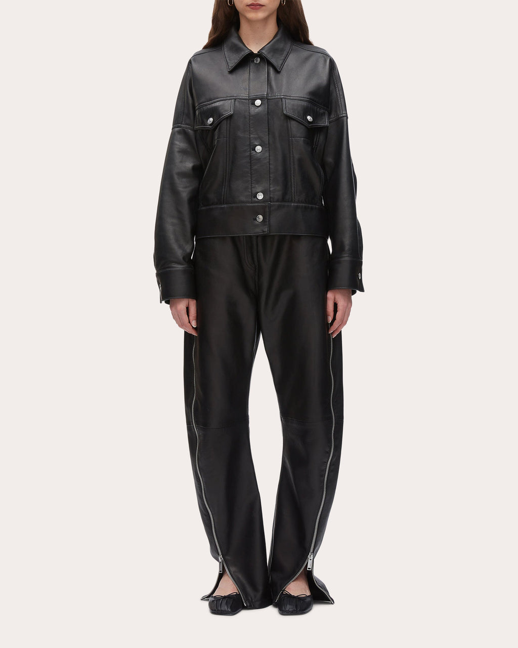 Boxy Plonge Leather Jacket