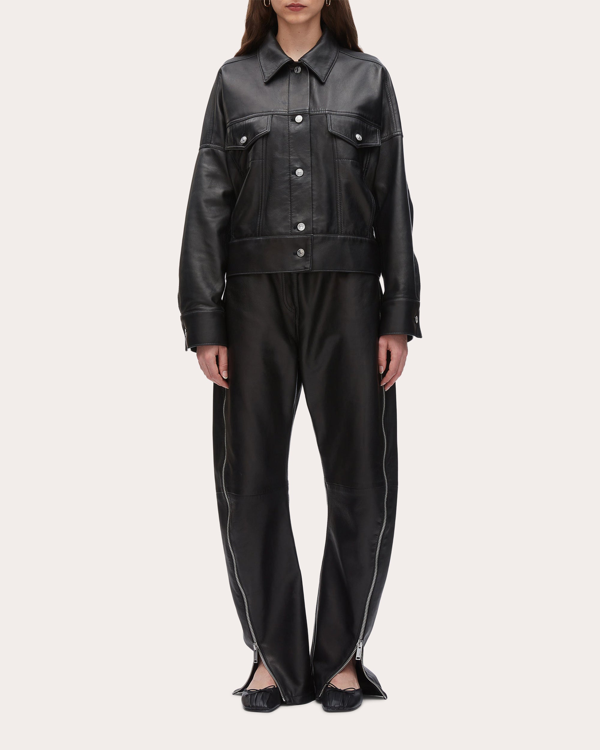 Boxy Plonge Leather Jacket