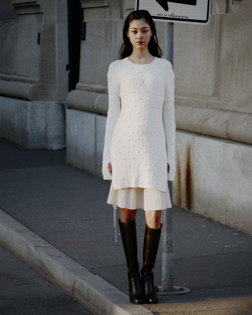 Pleated Satin Skirt