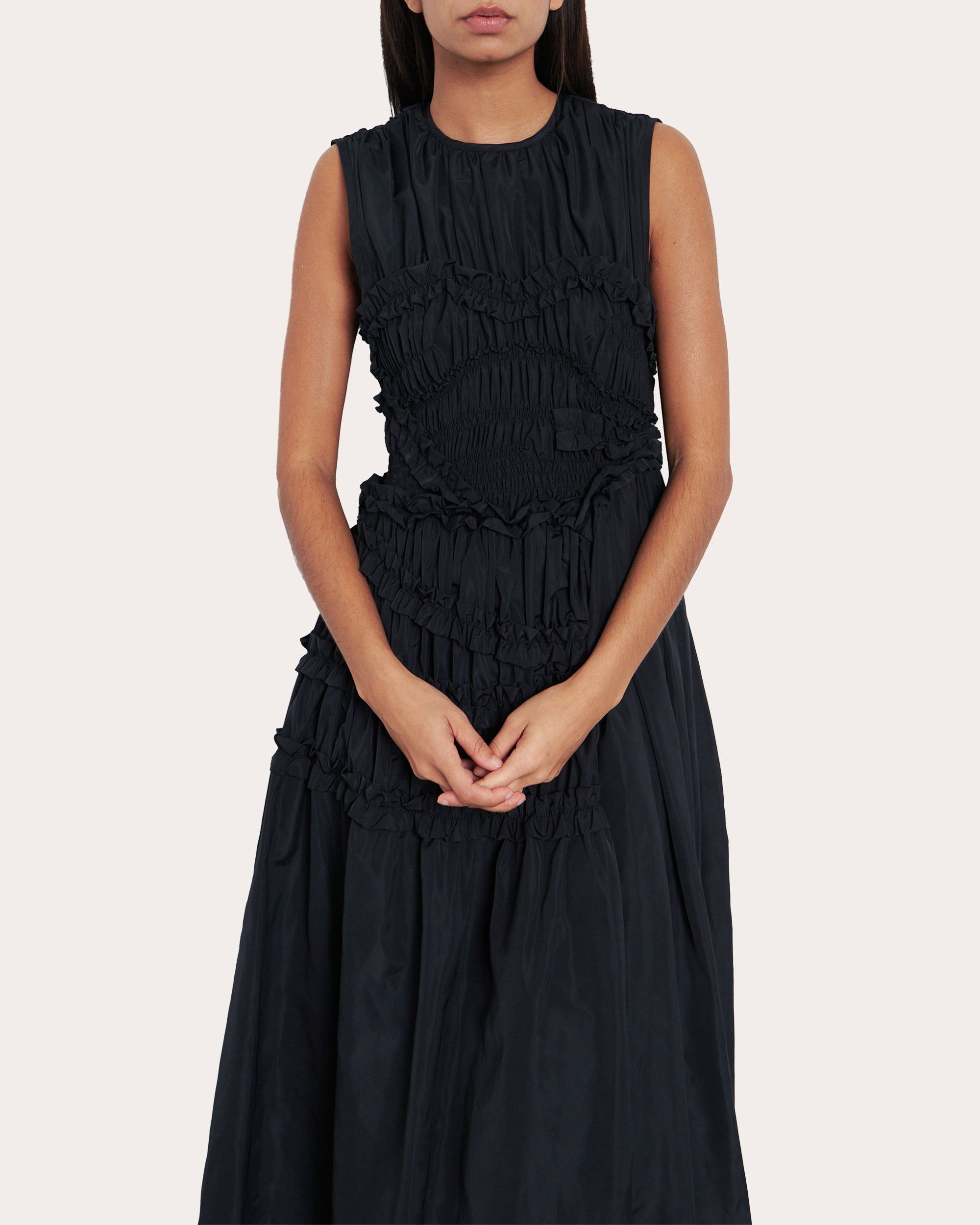 Utopia Smocked Faille Midi Dress