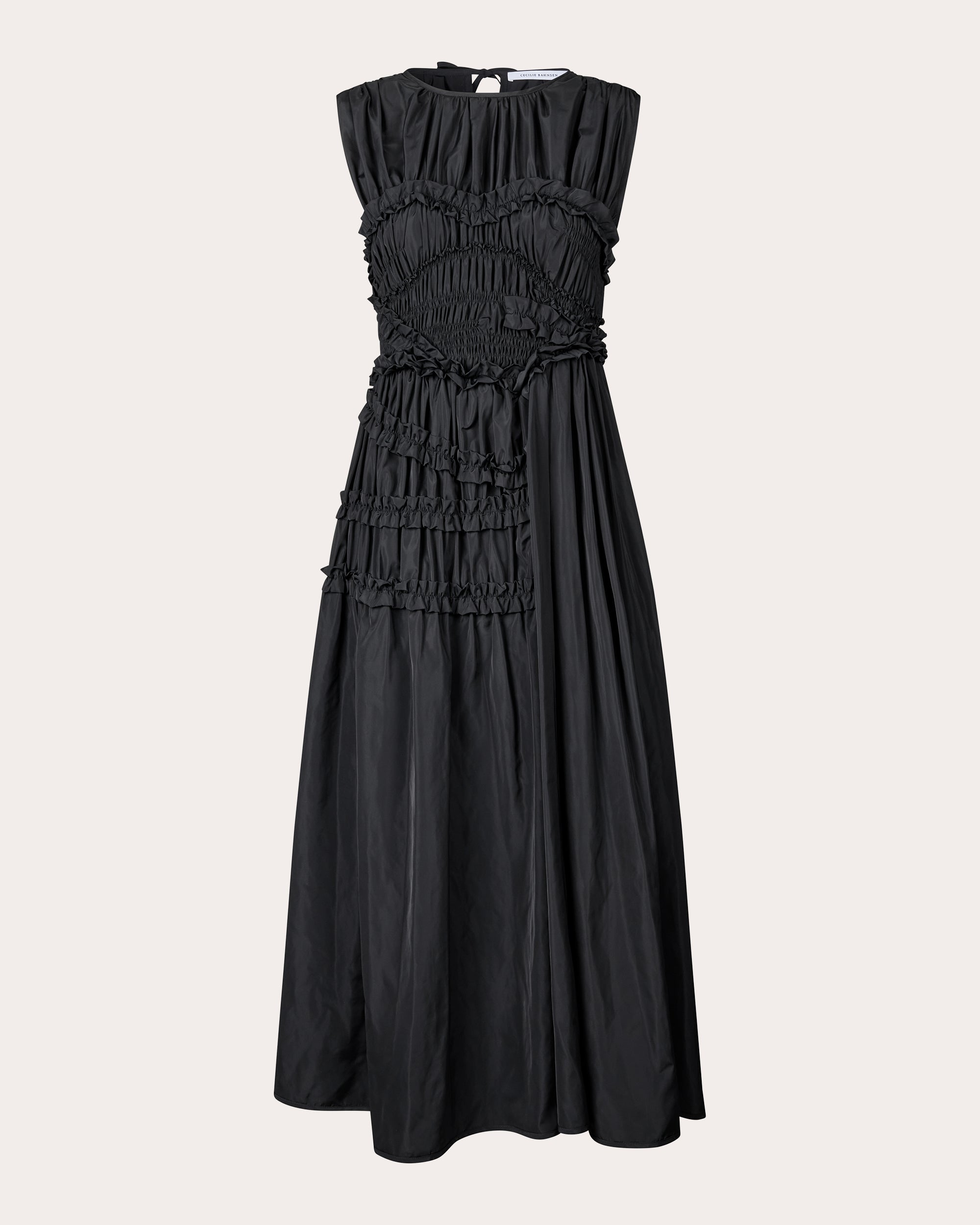 Utopia Smocked Faille Midi Dress