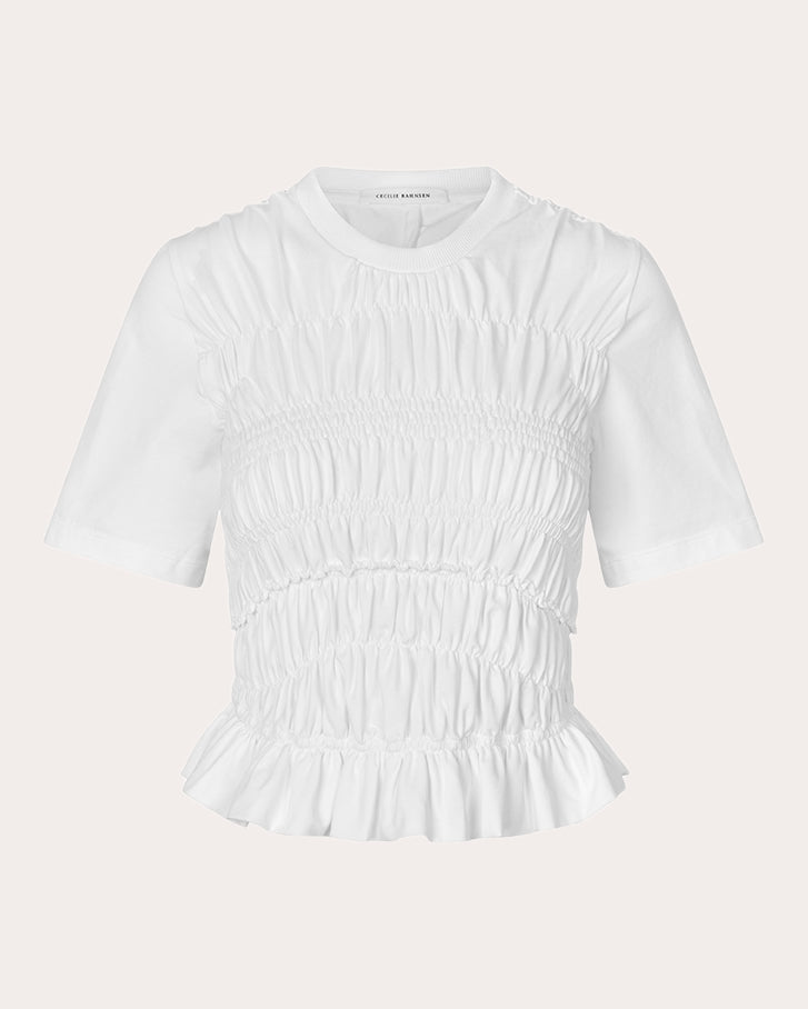 Oasis Smocked Stretch-Cotton Top