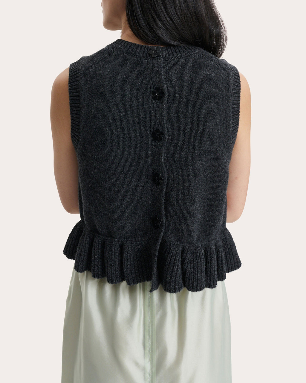 Bill Cashmere Ruffle Sleeveless Sweater