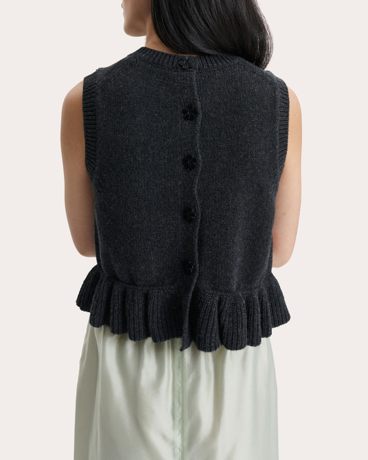 Bill Cashmere Ruffle Sleeveless Sweater