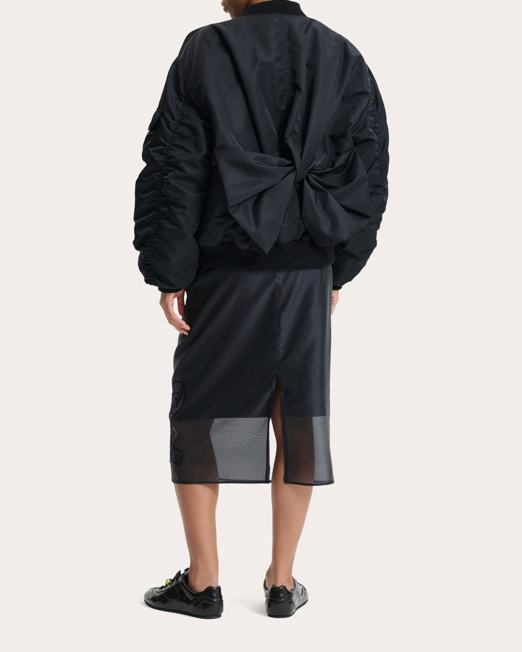 Feilan Technical Nylon Bow Bomber Jacket