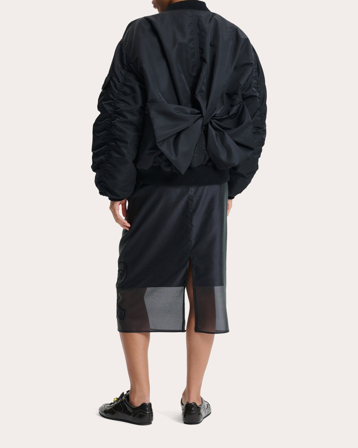 Feilan Technical Nylon Bow Bomber Jacket