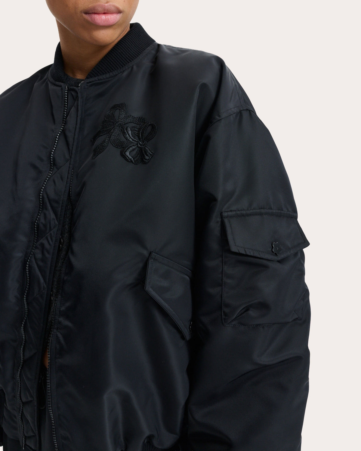 Feilan Technical Nylon Bow Bomber Jacket