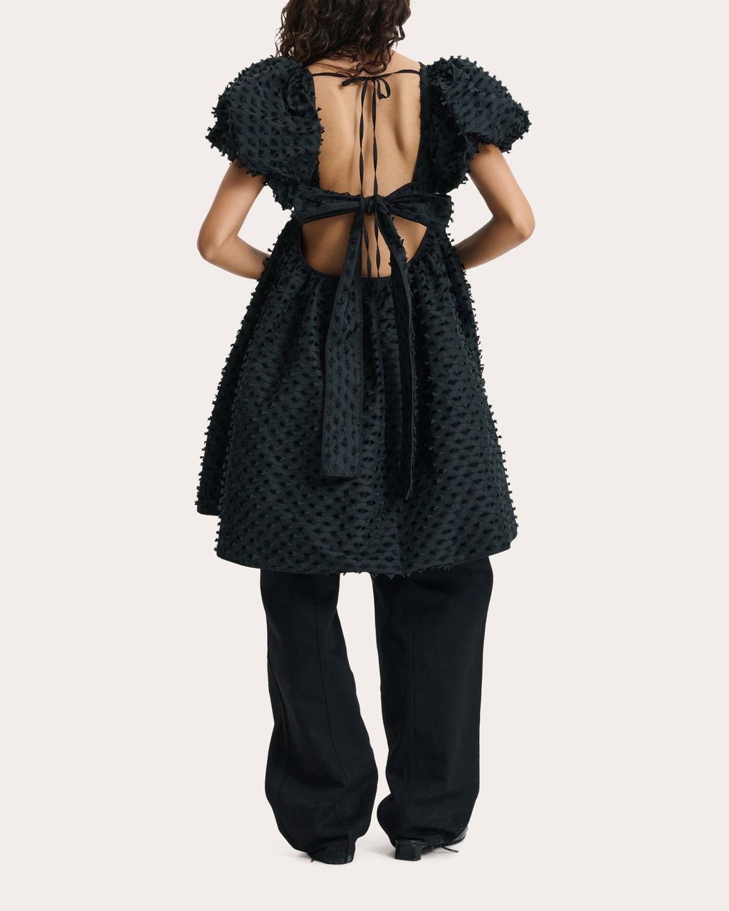 Tilde Fiamma Fil-Coupé Puff-Sleeve Dress