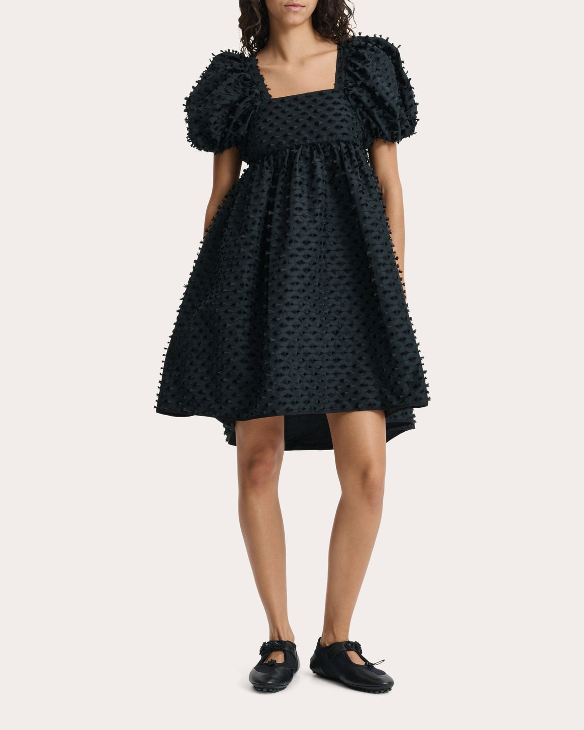 Tilde Fiamma Fil-Coupé Puff-Sleeve Dress