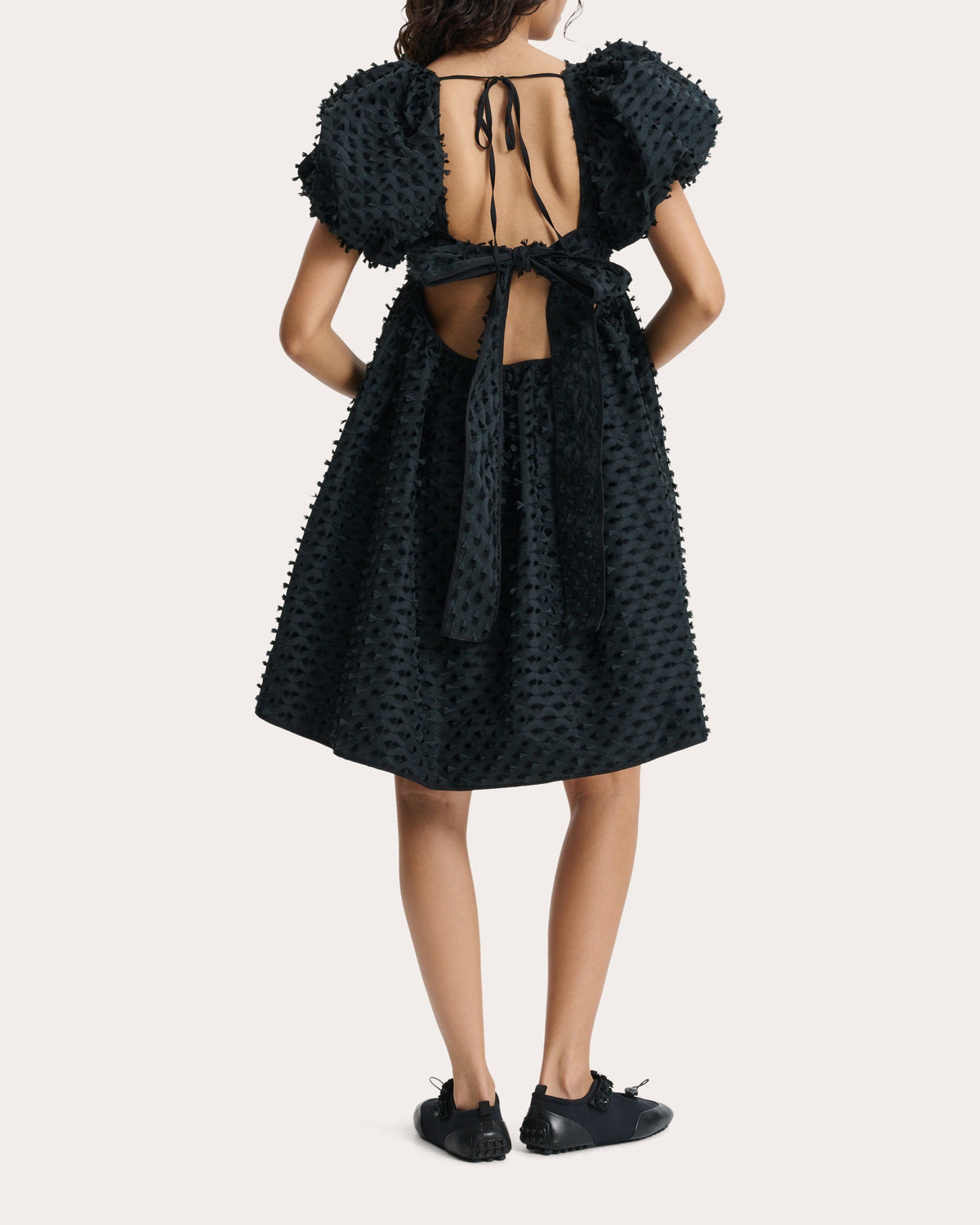 Tilde Fiamma Fil-Coupé Puff-Sleeve Dress