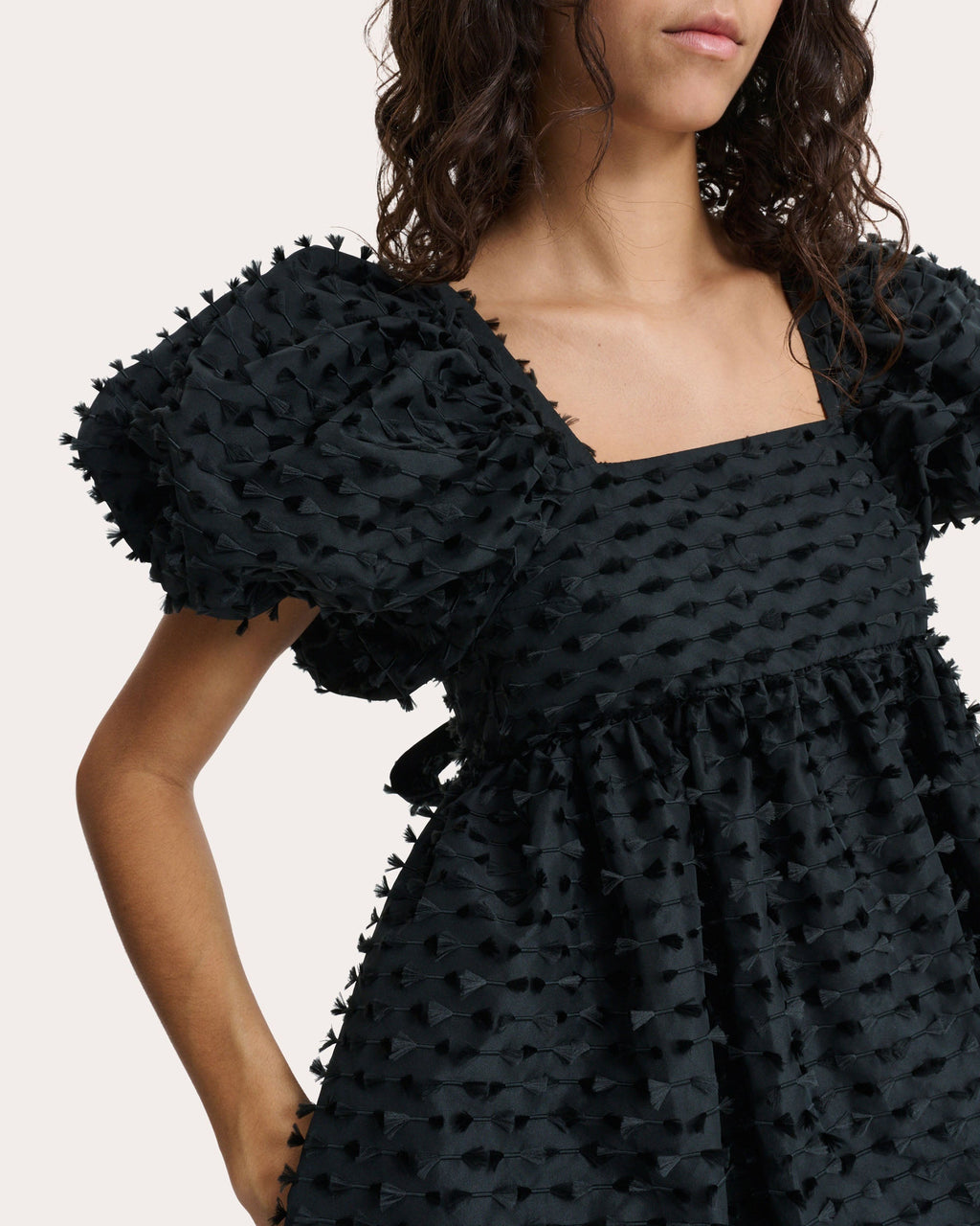 Tilde Fiamma Fil-Coupé Puff-Sleeve Dress