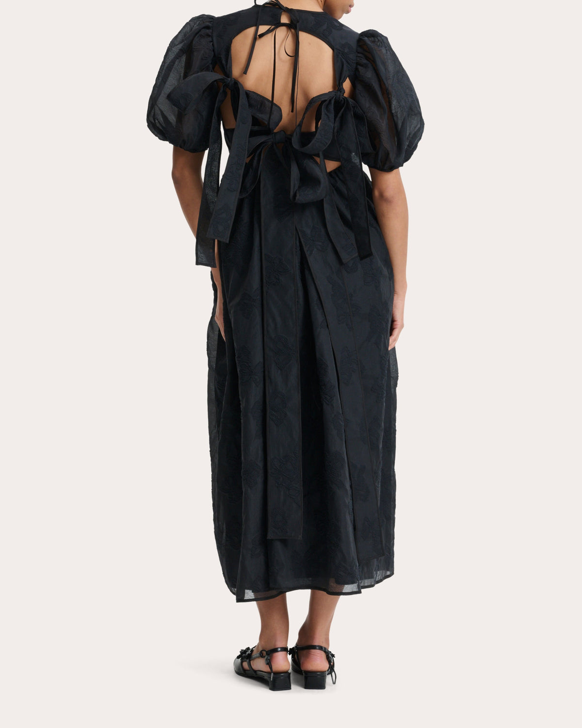 Ulani Papillon Matelassé Puff-Sleeve Dress