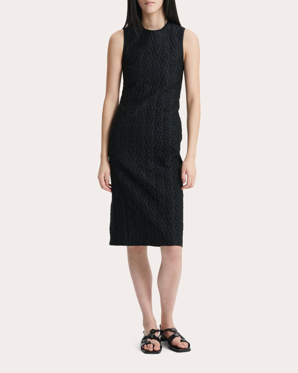 Devin Begonia Jacquard Sleeveless Midi Dress