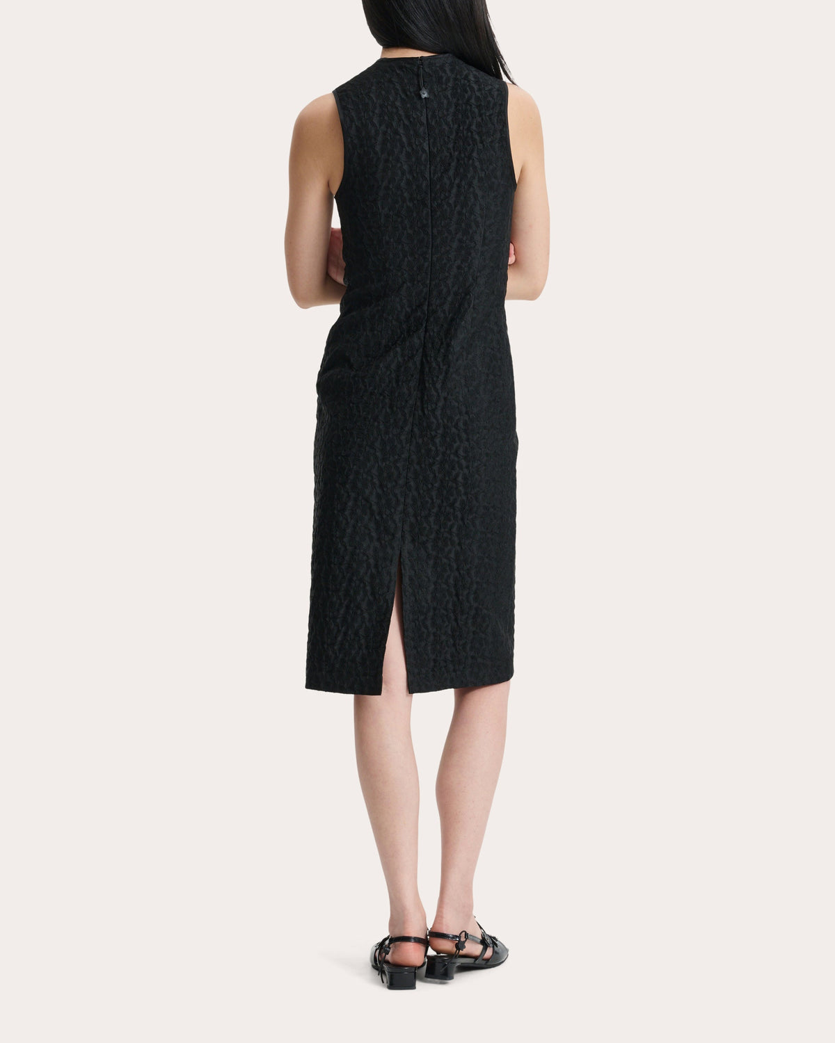 Devin Begonia Jacquard Sleeveless Midi Dress